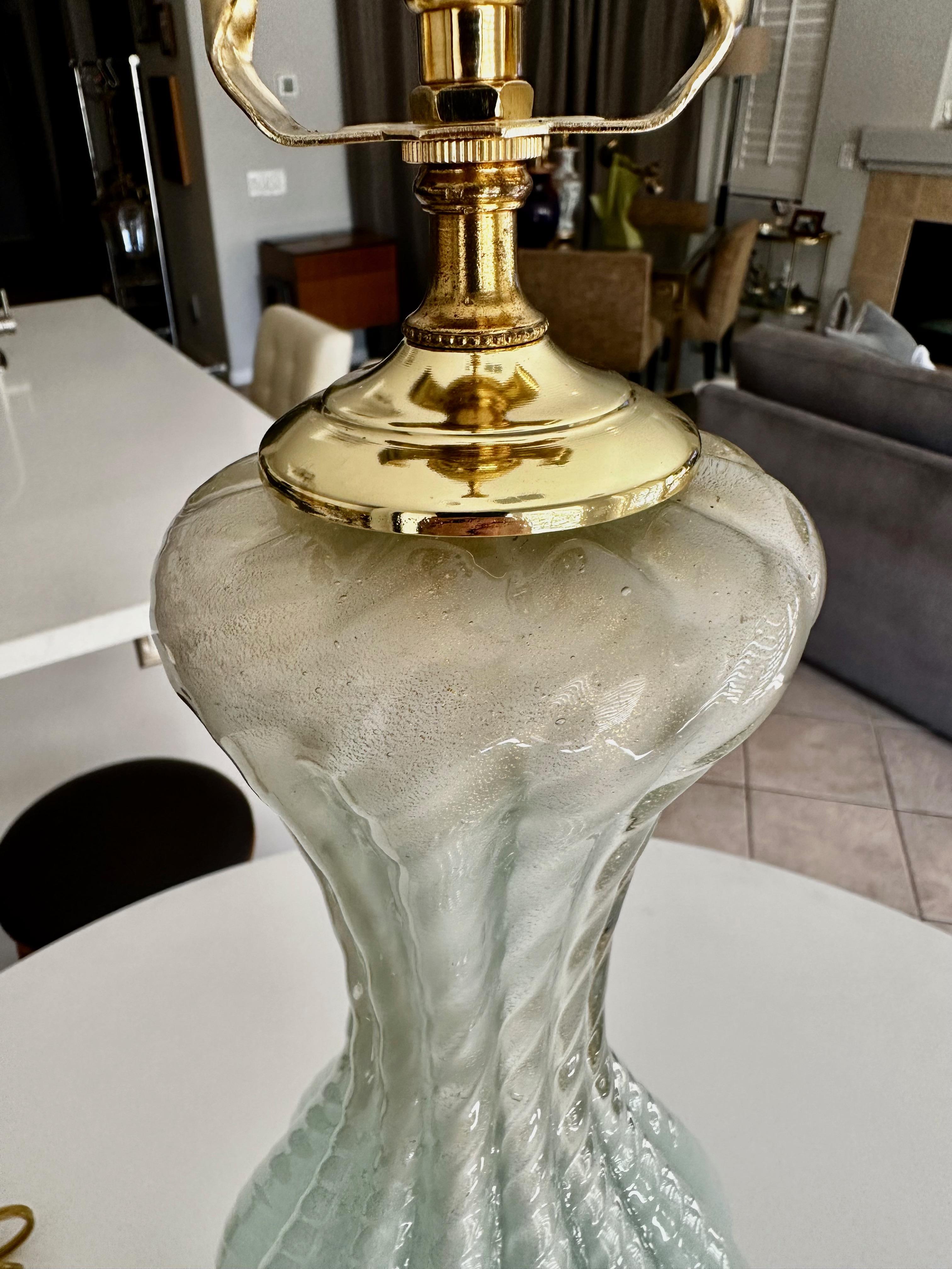 Barbini Murano Seafoam Green Glass Table Lamp For Sale 11