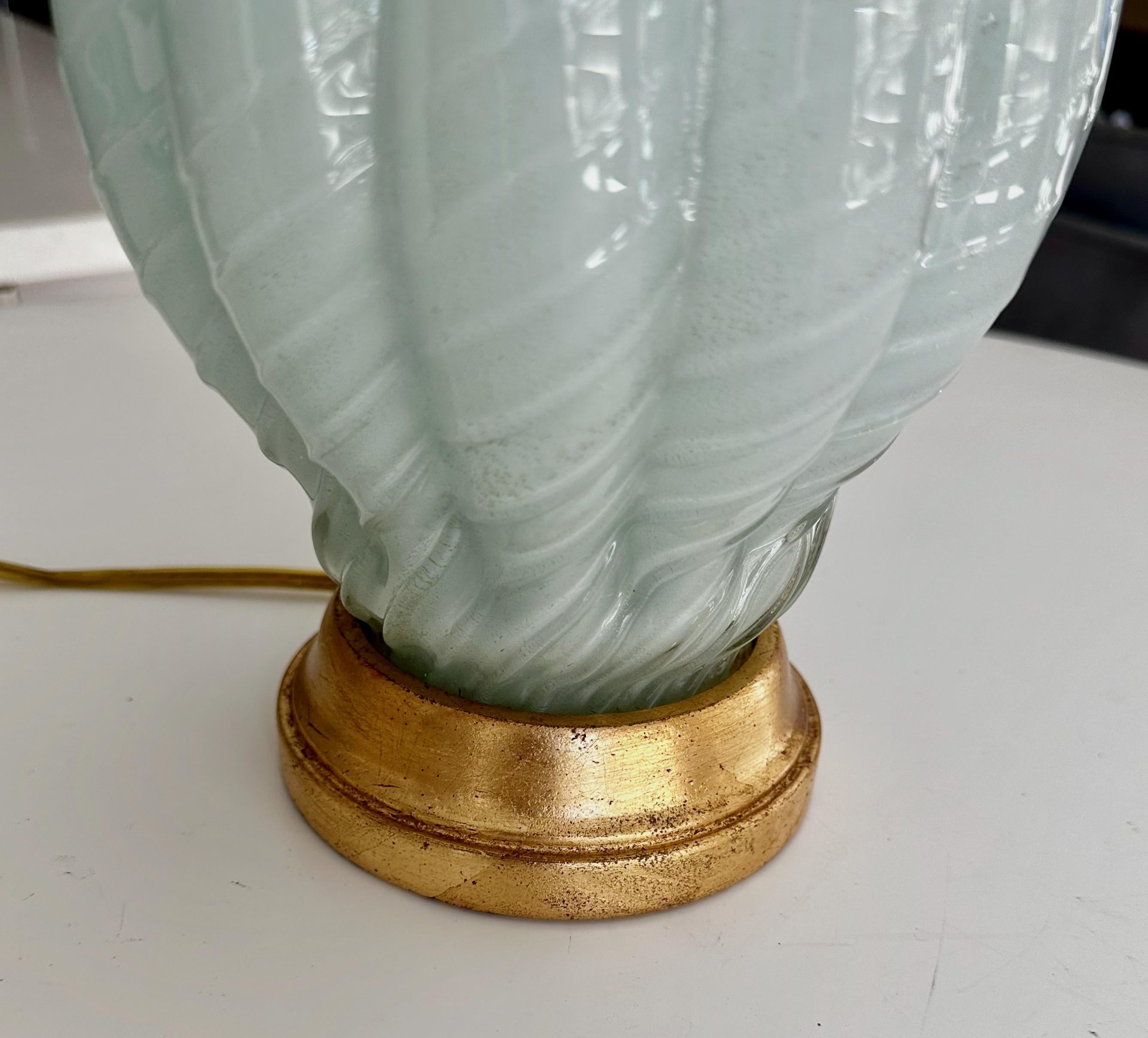 Barbini Murano Seafoam Green Glass Table Lamp For Sale 13
