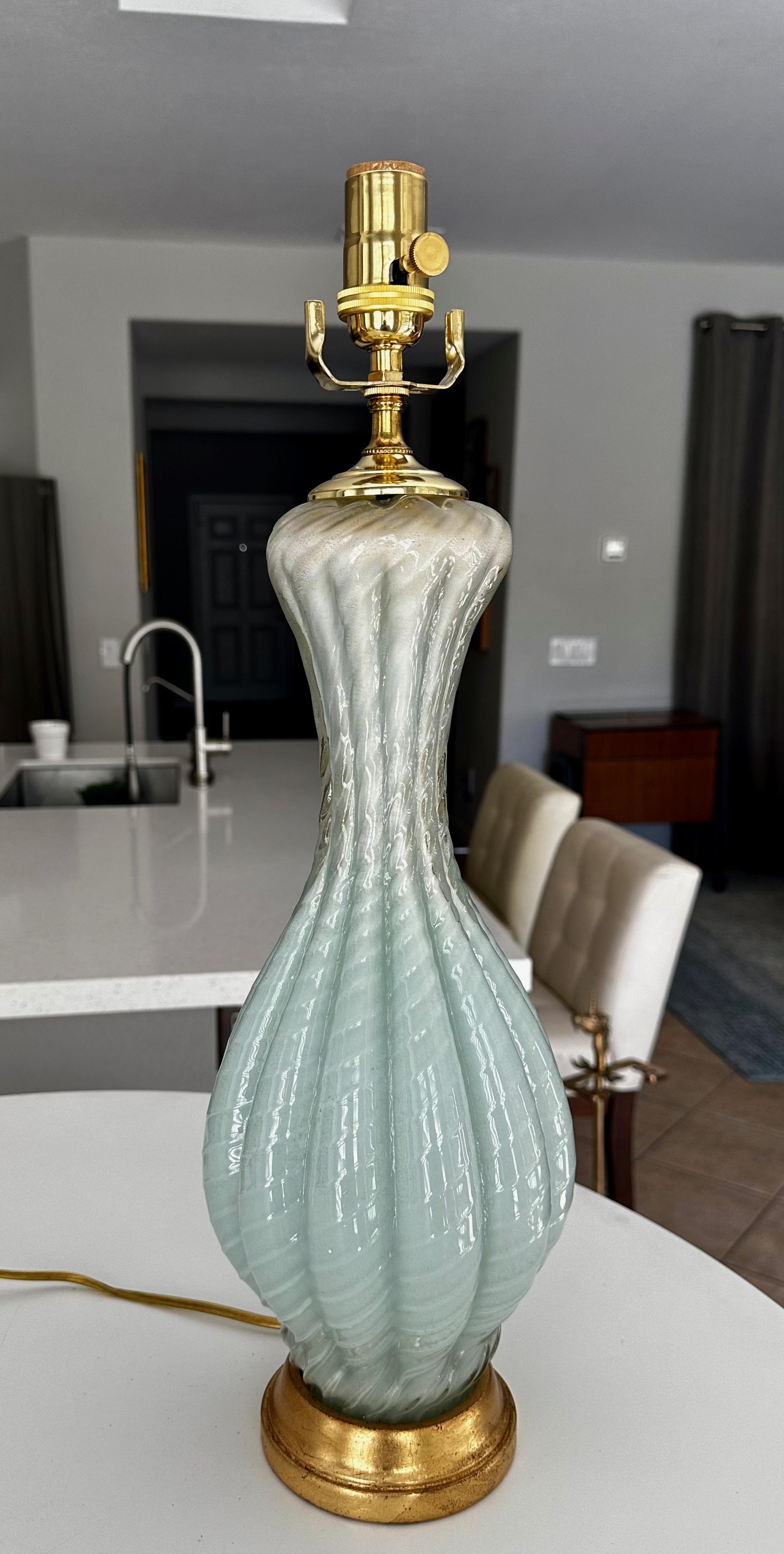 Lampe de bureau Barbini en verre de Murano vert écume de mer en vente 14