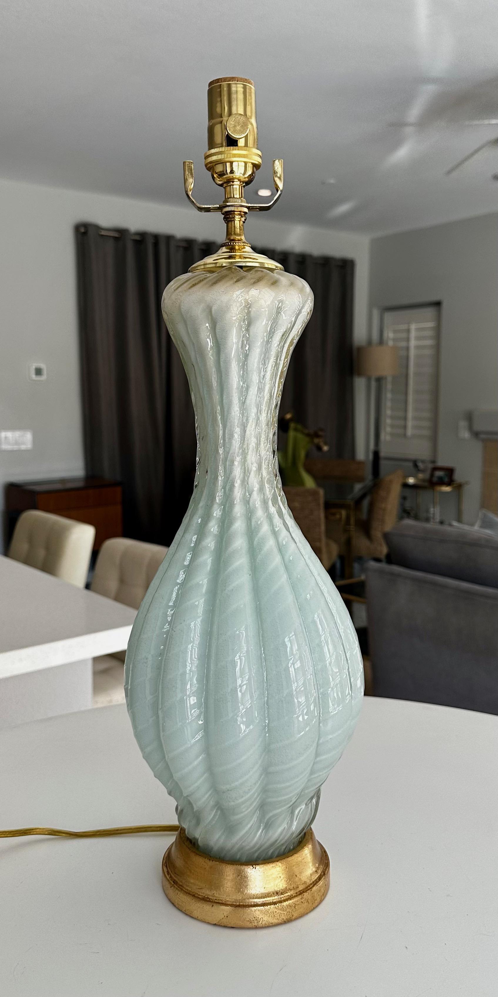 Lampe de bureau Barbini en verre de Murano vert écume de mer Bon état - En vente à Palm Springs, CA