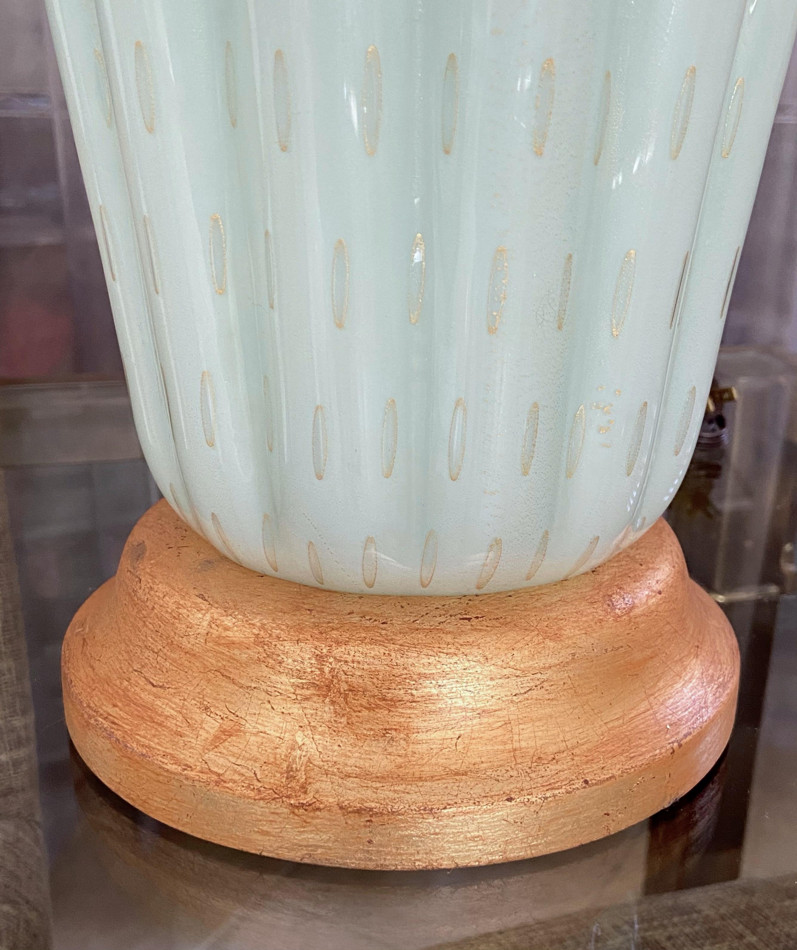 Italian Barbini Murano Seafoam Green Glass Table Lamp For Sale