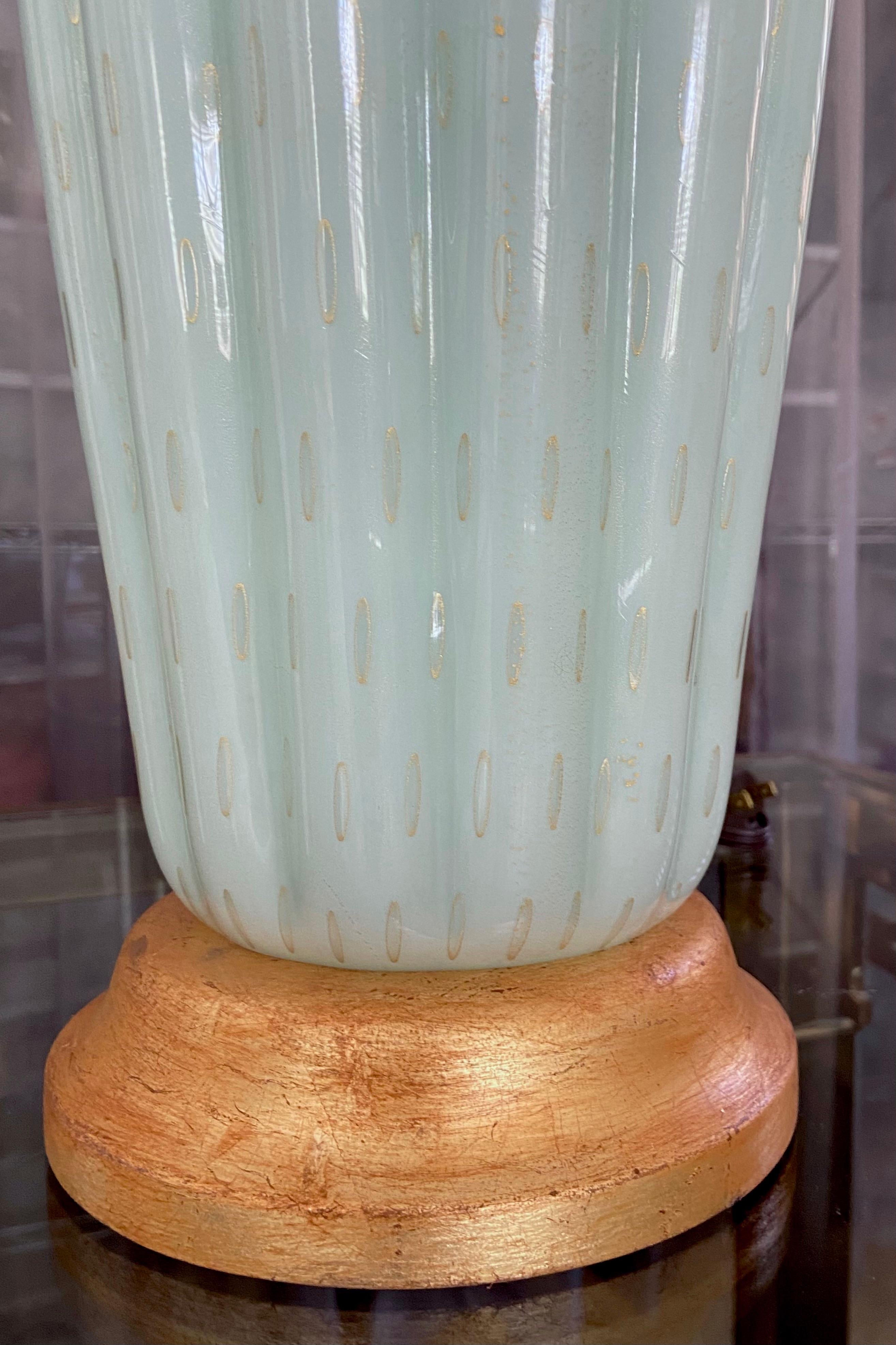 Mid-20th Century Barbini Murano Seafoam Green Glass Table Lamp For Sale