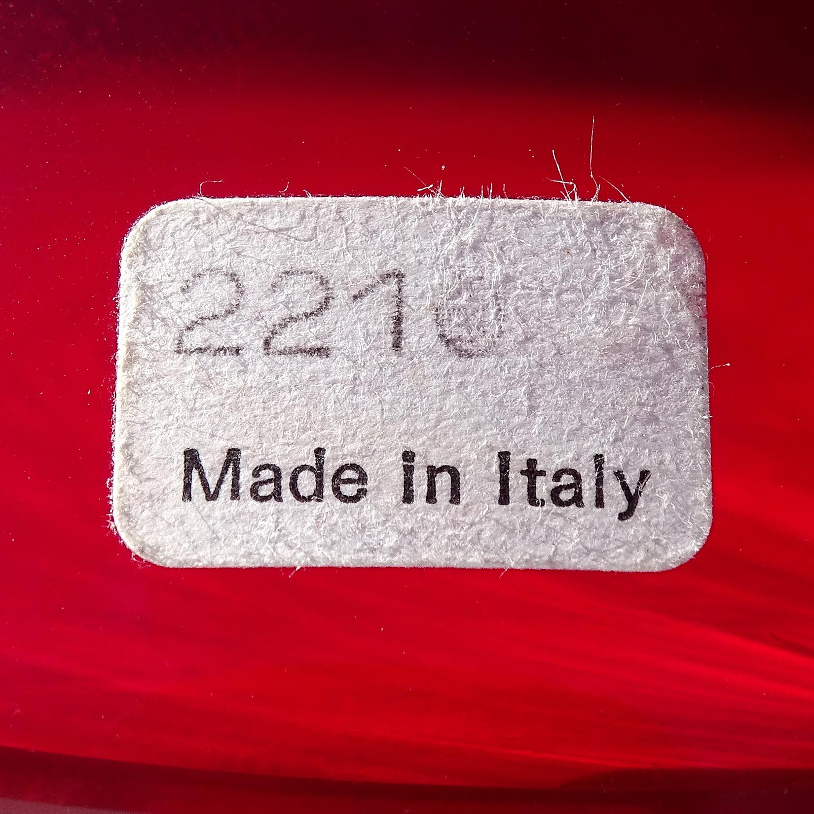 Portacandele a clessidra in vetro artistico italiano Barbini Murano Signature Aqua Red in vendita 1