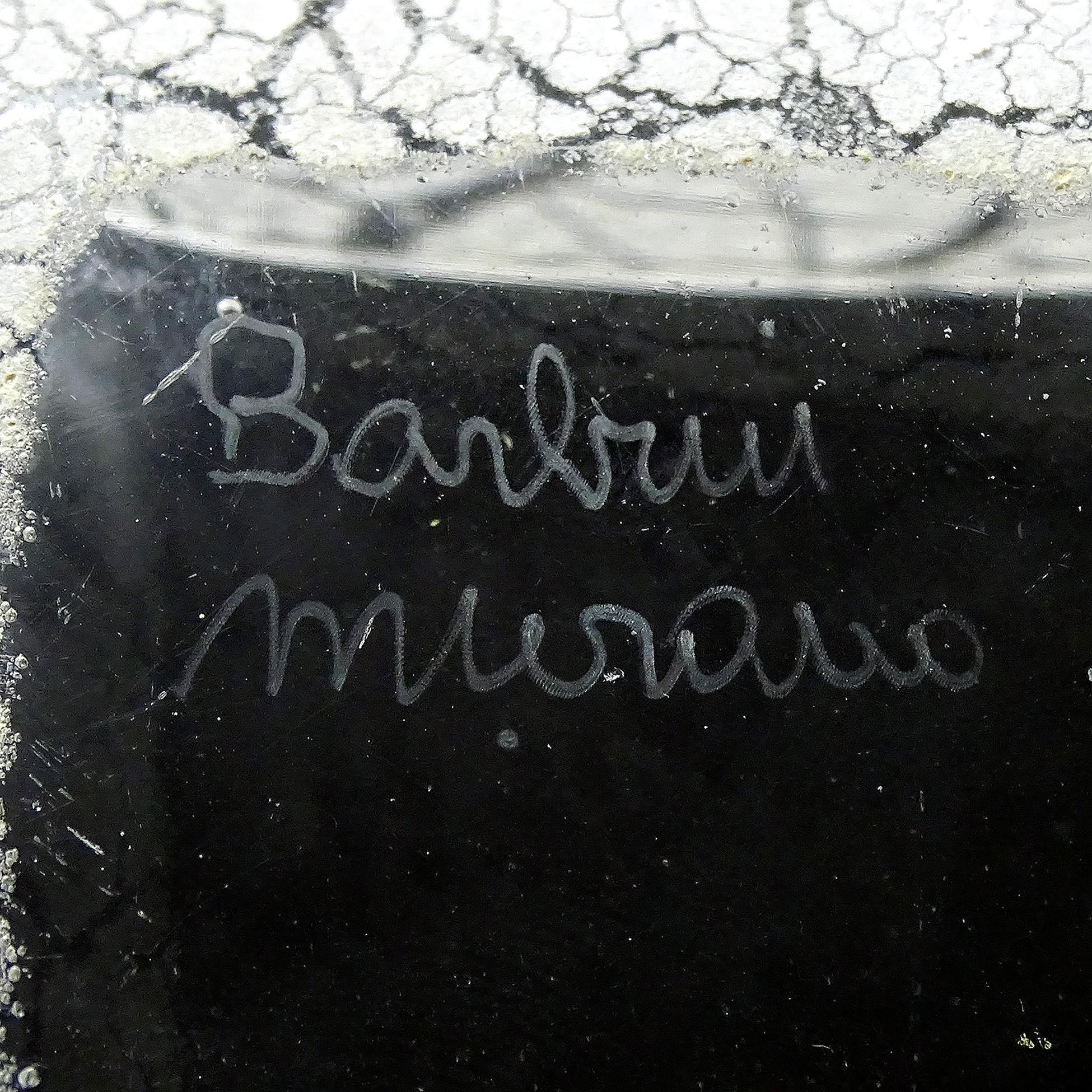 Verre Bol à bonbons en verre d'art italien signé Murano, texture de surface blanche Scavo en vente