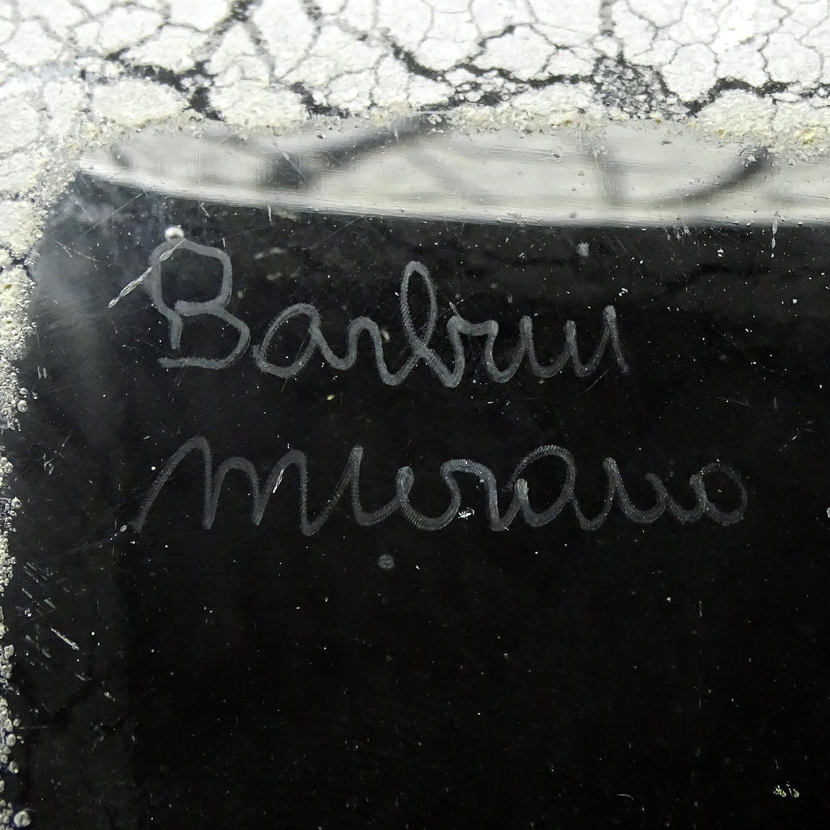 Barbini Murano Firmado Scavo Blanco Superficie Textura Arte Italiano Vidrio Bombonera en venta 2