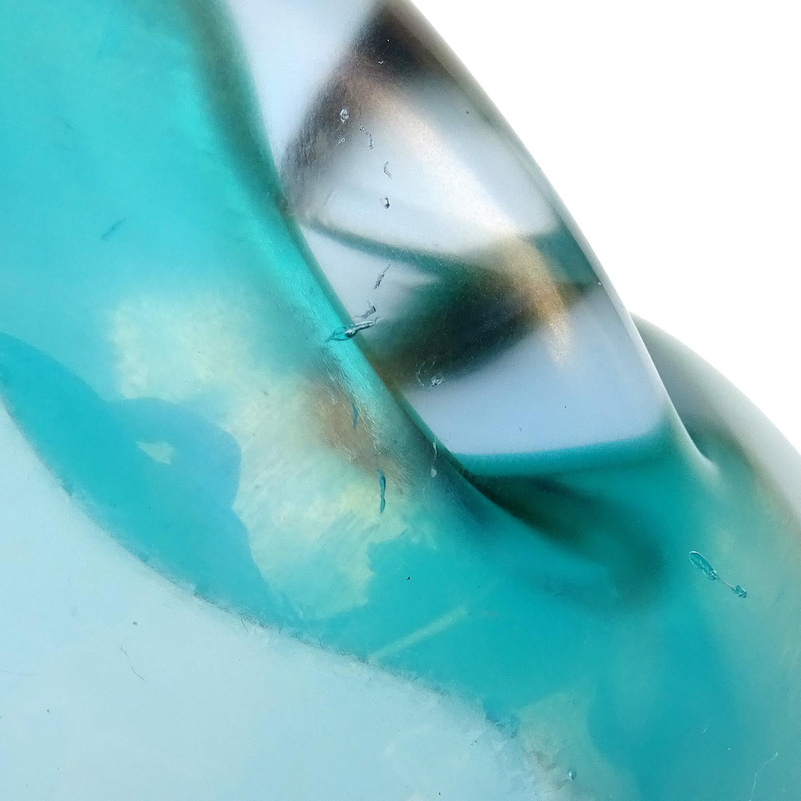 Barbini Murano Sommerso Blue Green Iridescent Italian Art Glass Bowl Ashtray (Cendrier) Bon état - En vente à Kissimmee, FL