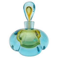 Barbini Murano Sommerso Blue Orange Italian Art Glass Perfume Cologne Bottle