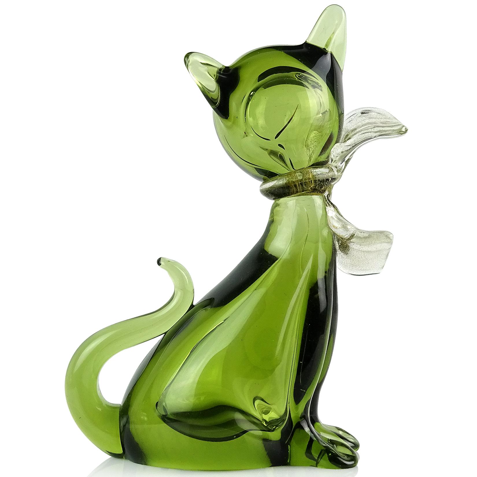 murano glass cat figurines