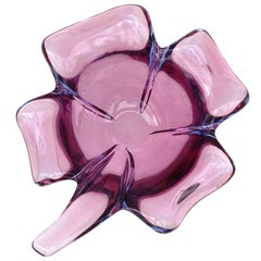 Barbini Murano Glass Sommerso viola blu in vetro artistico quadrifoglio Piatto