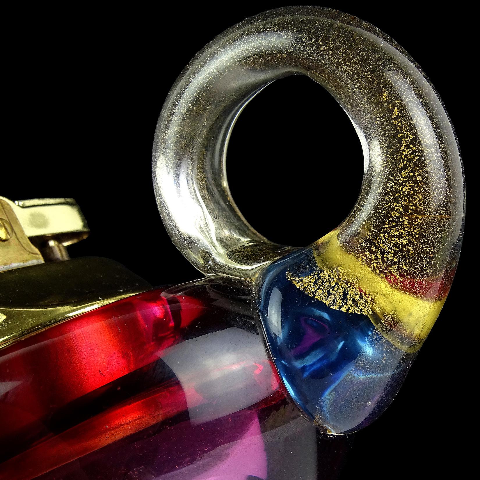 Mid-Century Modern Barbini Murano Sommerso Purple Gold Italian Art Glass Aladdin Lamp Lighter
