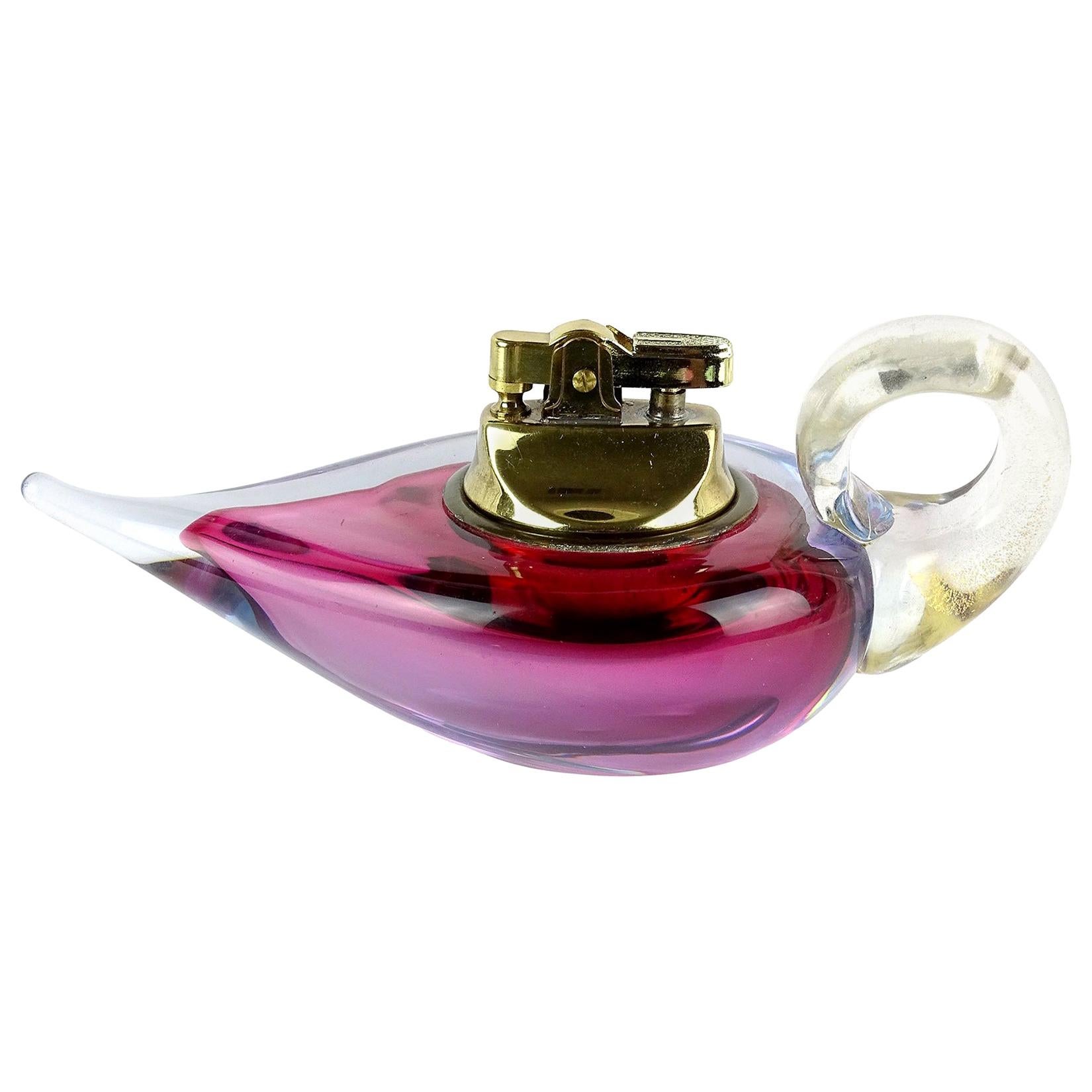 Barbini Murano Sommerso Purple Gold Italian Art Glass Aladdin Lamp Lighter