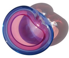 Barbini Murano Sommerso Purple Pink Blue Opal Italian Art Glass Ashtray Bowl