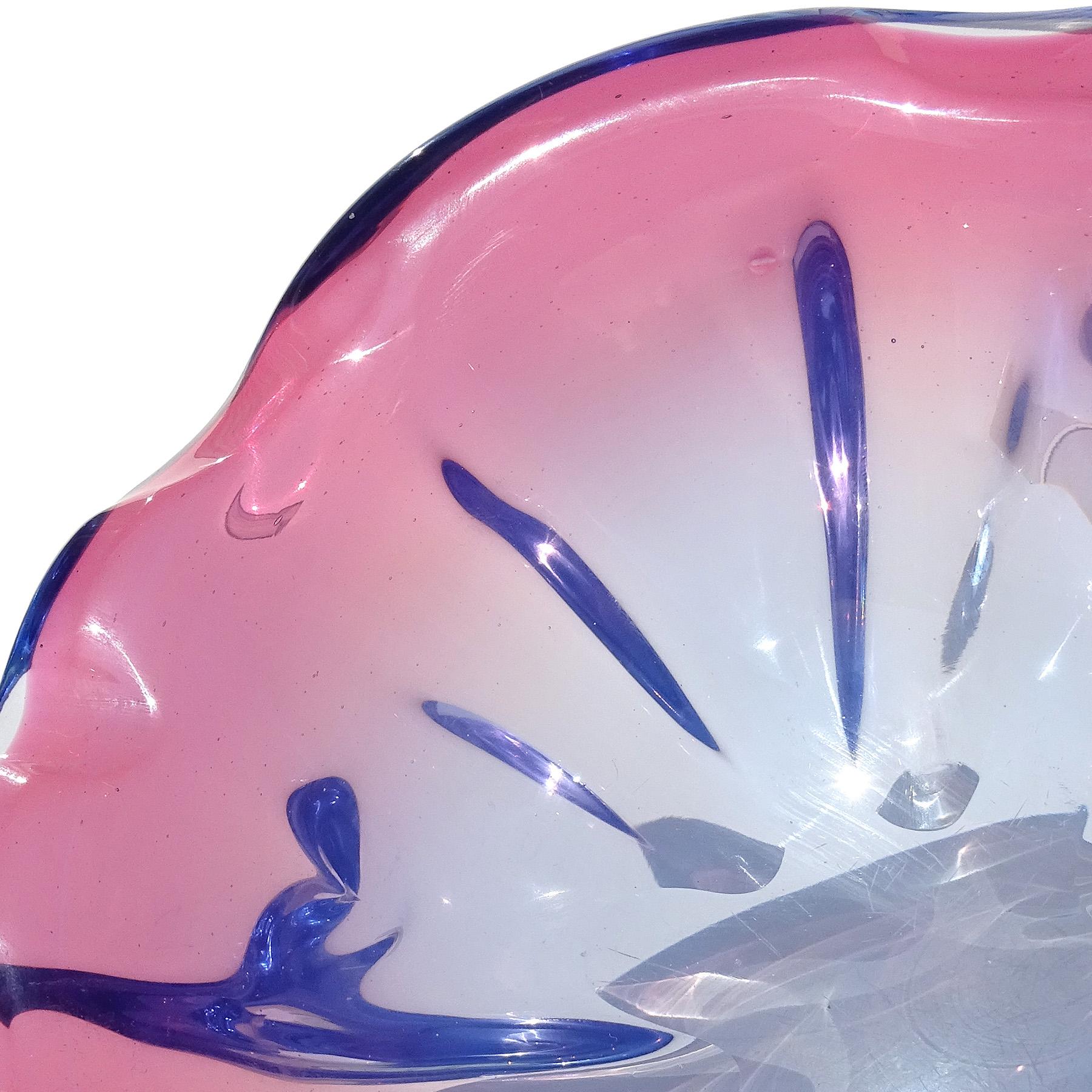Dekoschale aus italienischem Murano Sommerso-Kunstglas in Violett, Rosa und Blau von Barbini (Italienisch) im Angebot