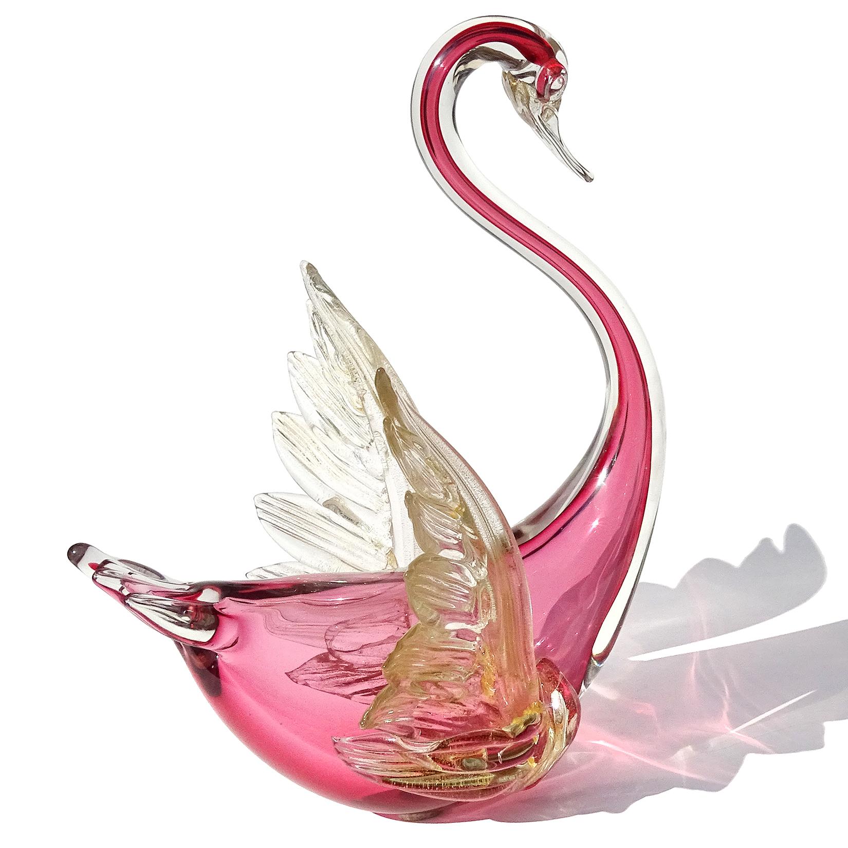 red glass swan