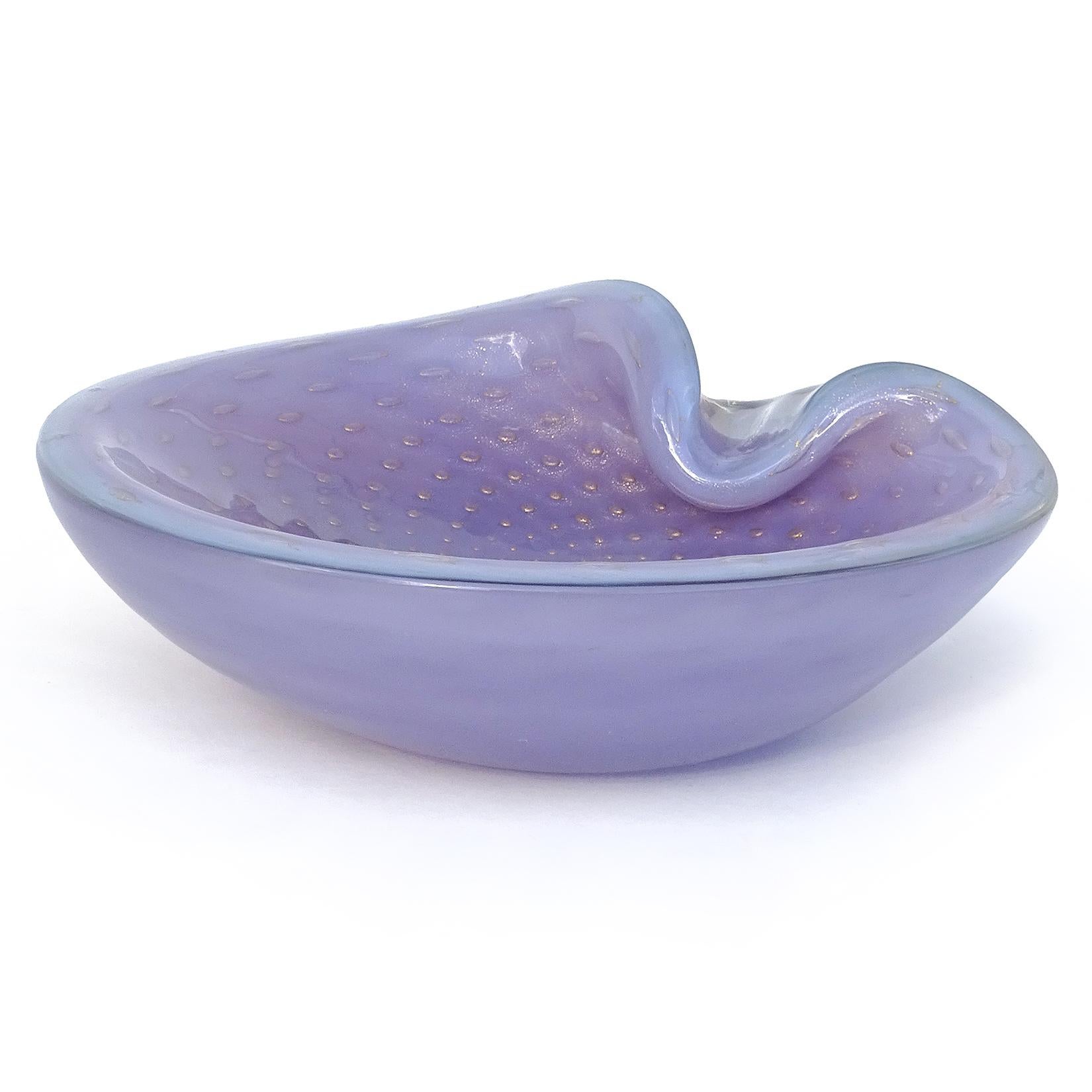 Mid-Century Modern Barbini Murano Vintage Purple Gold Flecks Italian Art Glass Decorative Bowl For Sale