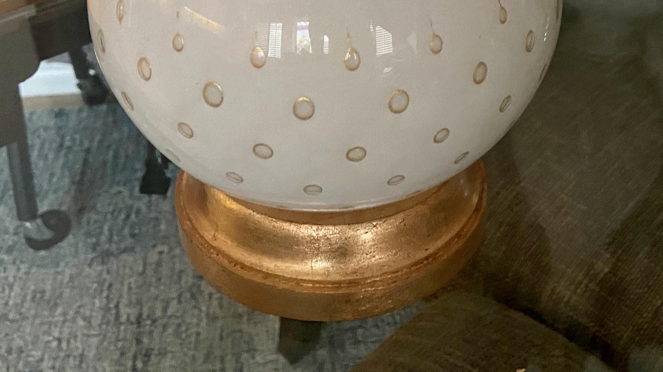 Barbini Murano White Gold Glass Table Lamp For Sale 7