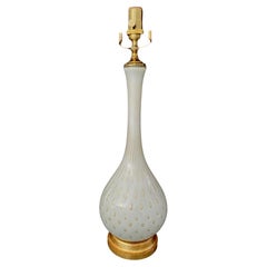 Barbini Murano White Gold Glass Table Lamp