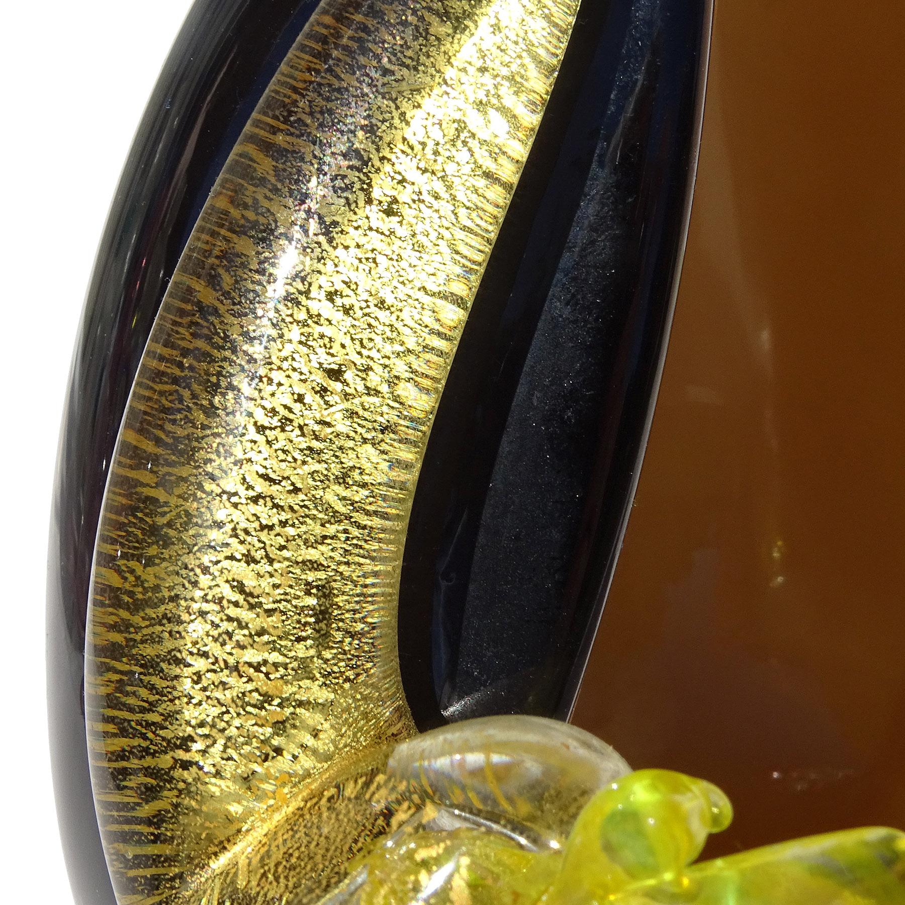 Barbini Salviati Murano Gold Flecks Italian Art Glass Clown Sculptural Bowl For Sale 1