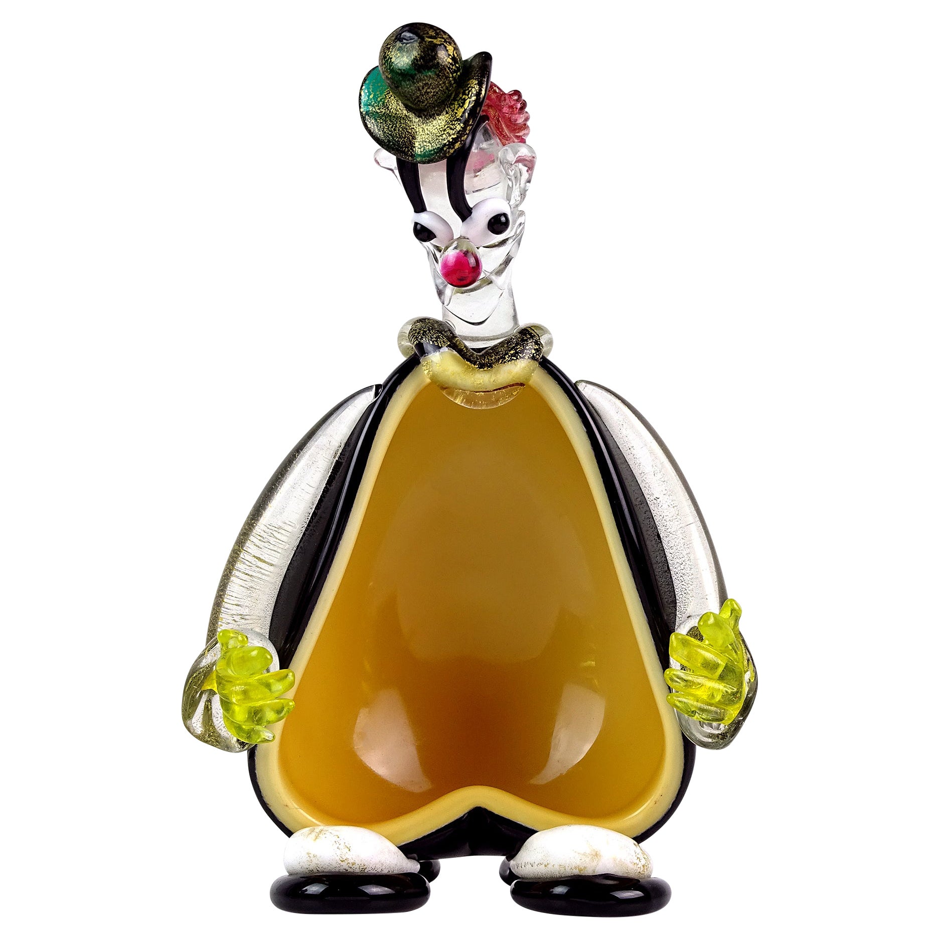 Barbini Salviati Ciotola scultorea in vetro artistico di Murano a chiazze d'oro in vendita