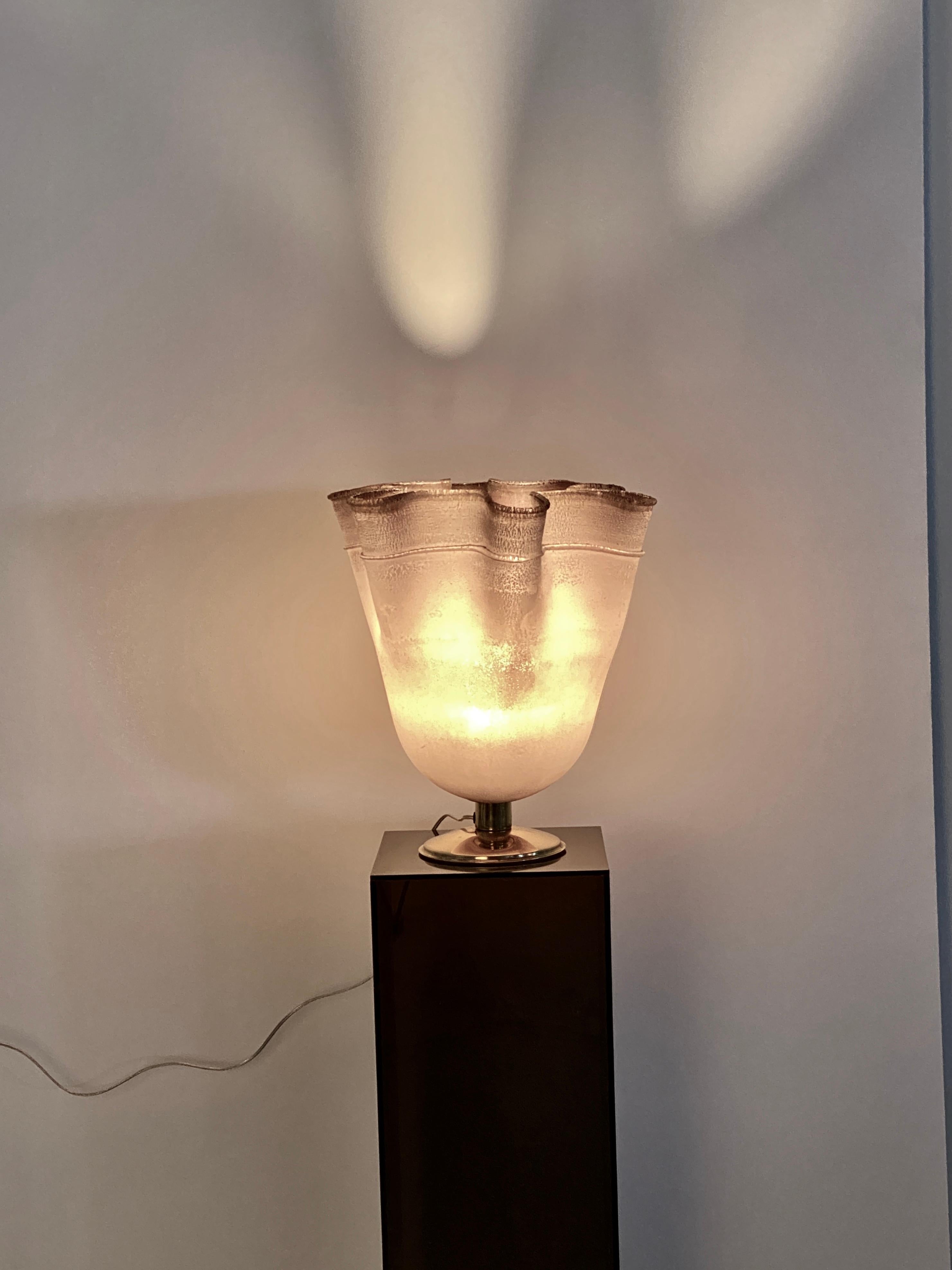 Barbini Scavo Glass Table Lamp, Italy, circa 1980s In Good Condition For Sale In Norwalk, CT