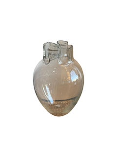 Barbini Sculptural Clear Murano Glass Vase, Italy 1970s