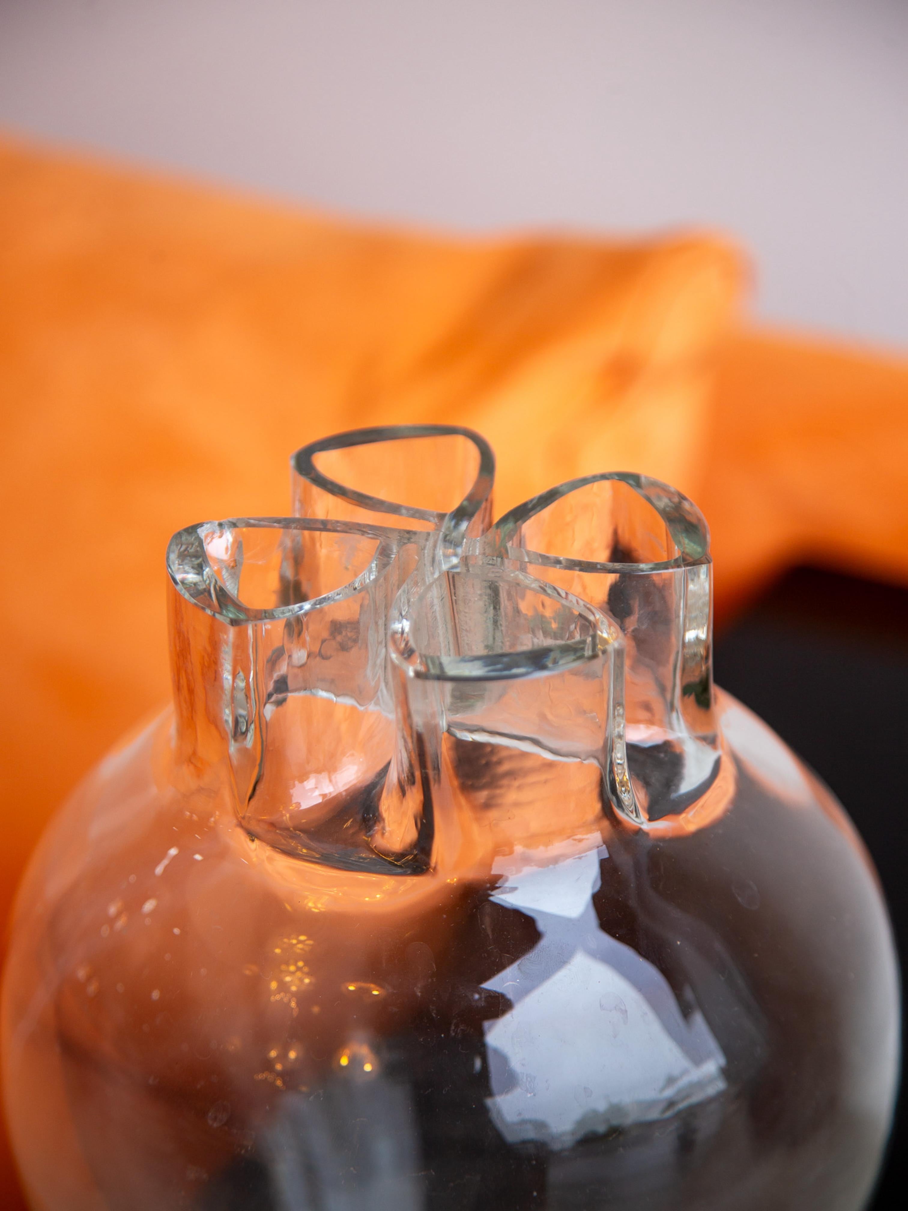 Mid-Century Modern Barbini Sculptural Clear Murano Glass Vase, Italy 1970s For Sale