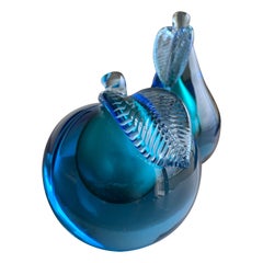 Barbini Sommerso Murano Glass, Decorative Apple and Pear Bookends