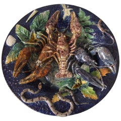 Barbizet Palissy Crayfish, Snake And Lizard Plate