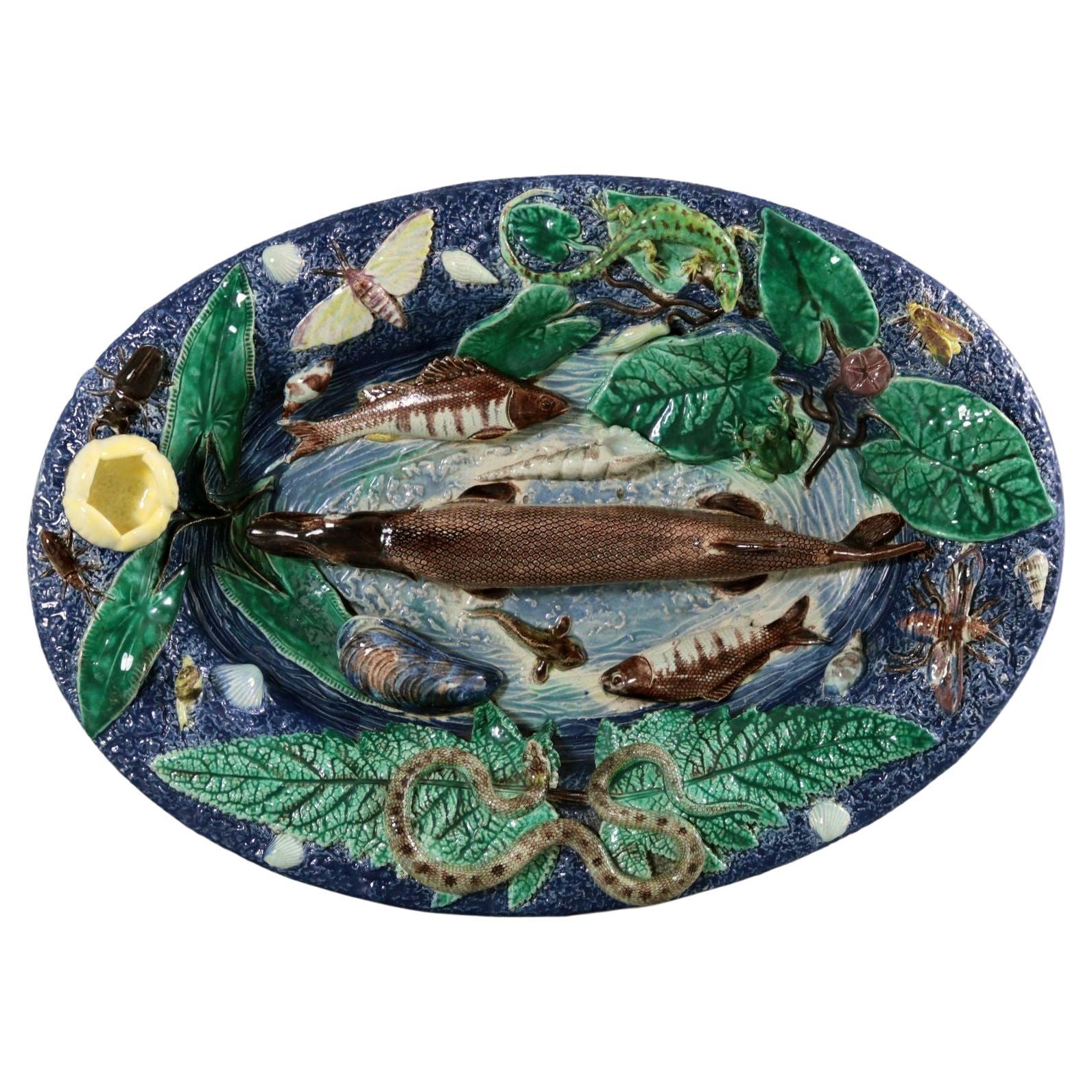 Barbizet Palissy Majolica Palissy Fish Platter