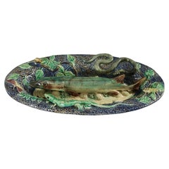 Vintage Barbizet Palissy Majolica Platter With Fish