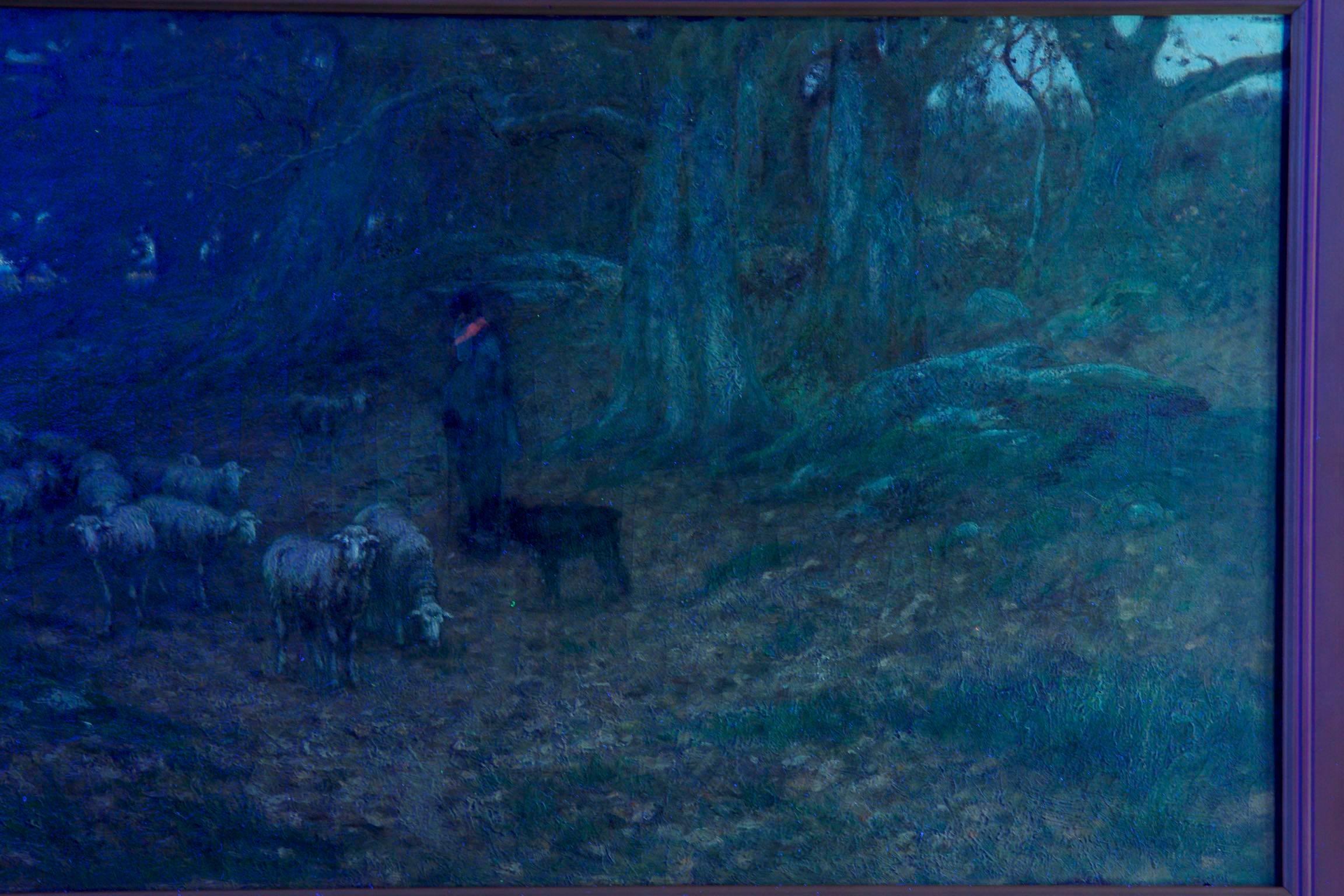 Barbizon Antique Landscape Oil Painting of Shepherd & Flock by Carleton Wiggins 11