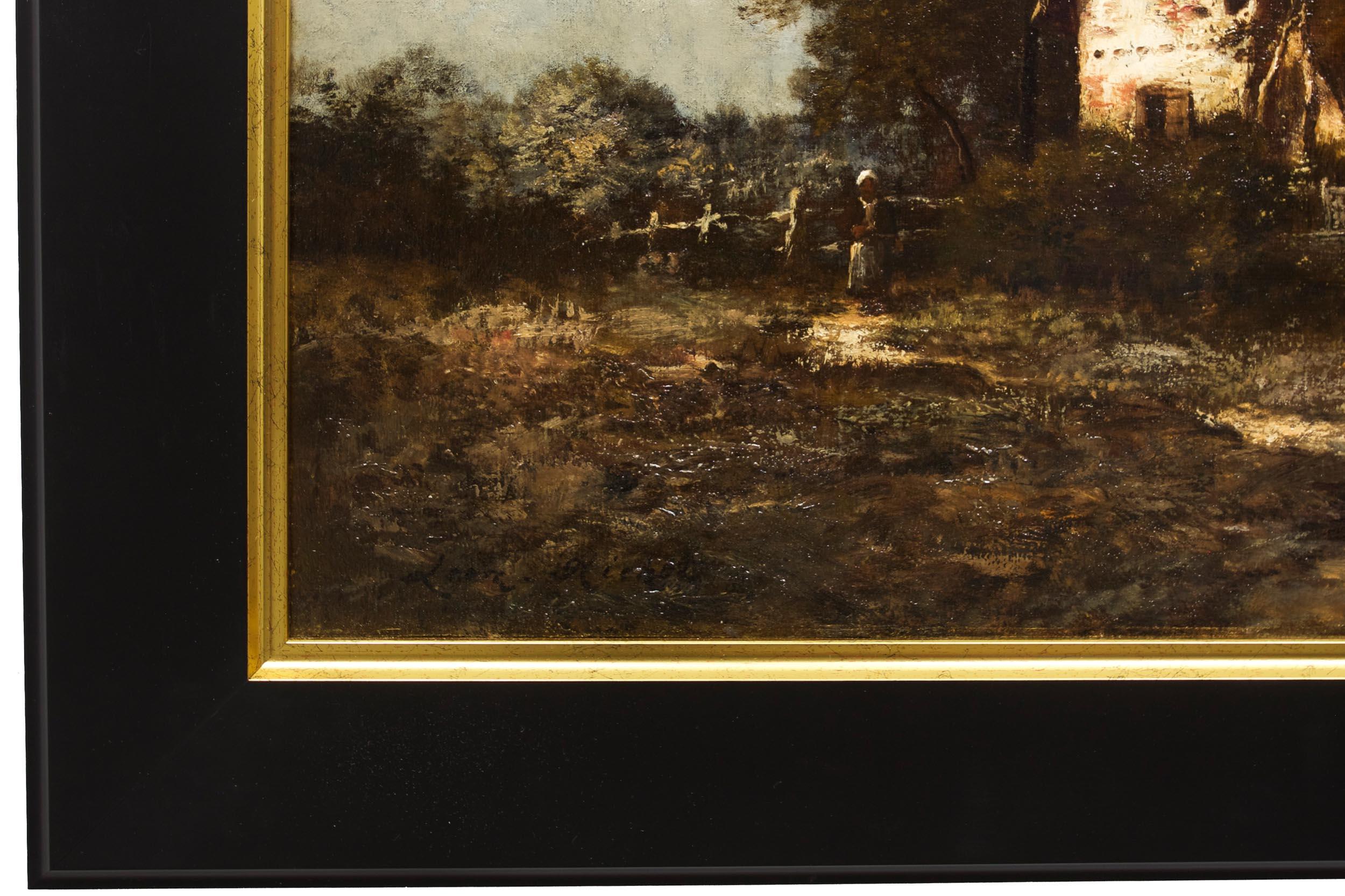 Barbizon Landscape Painting of Farm by Léon Richet, c. 1880 9