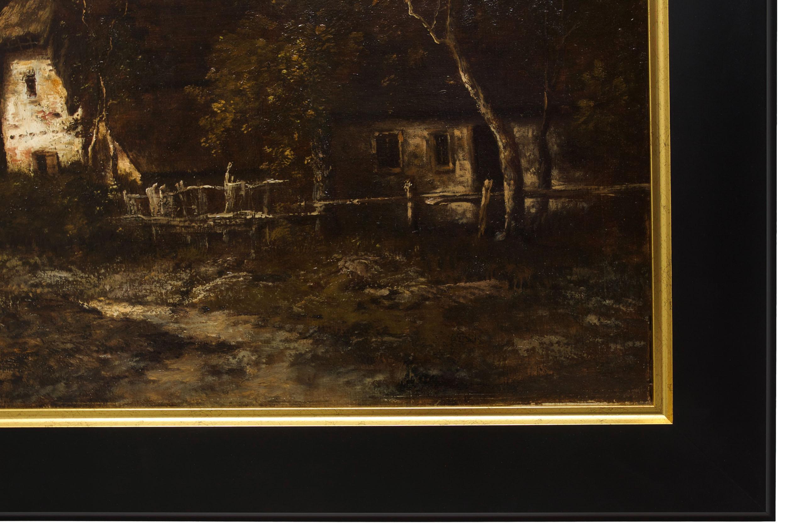 Barbizon Landscape Painting of Farm by Léon Richet, c. 1880 10
