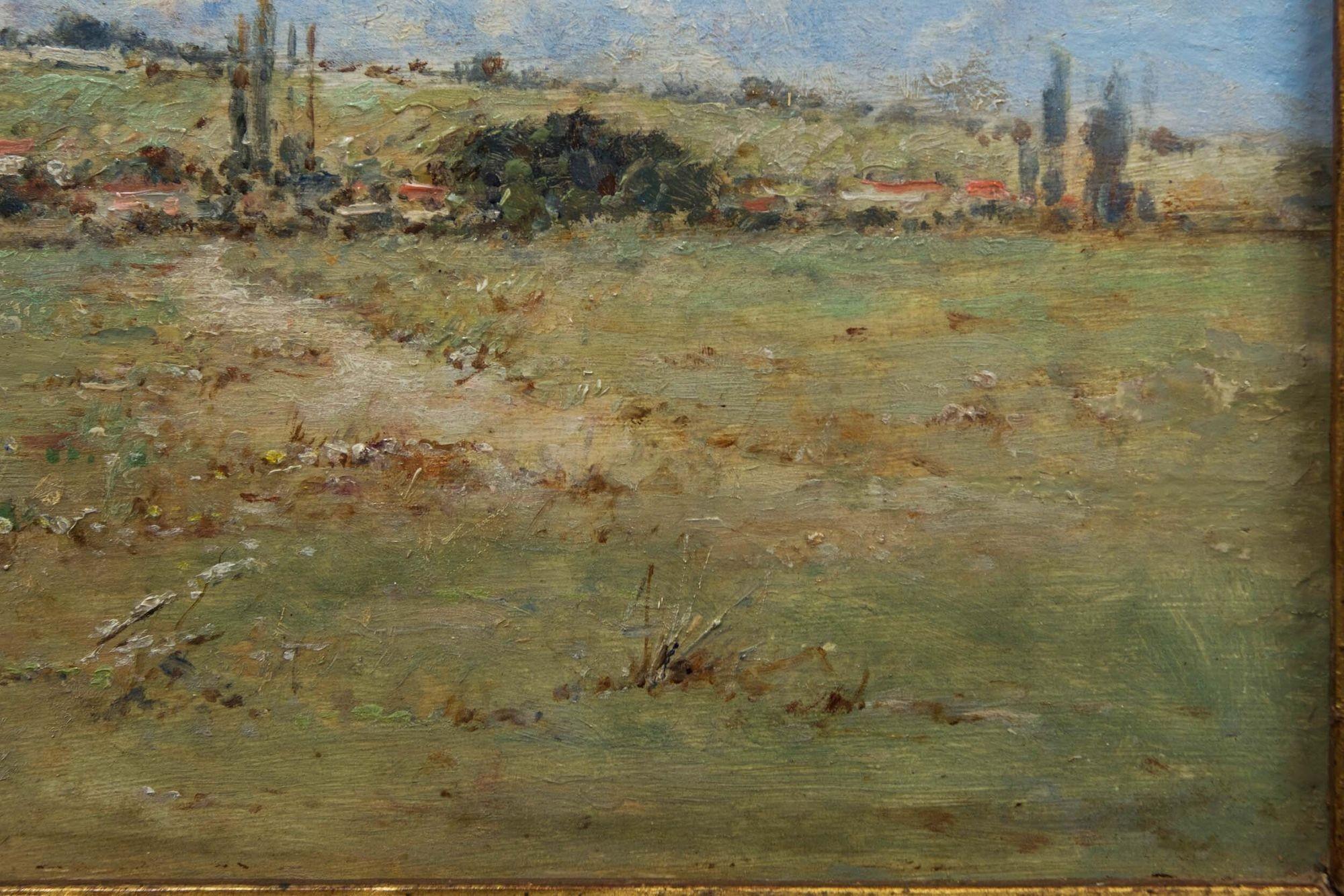 Barbizon School Barbizon Landscape Painting of French Countryside by Victor Viollet Leduc
