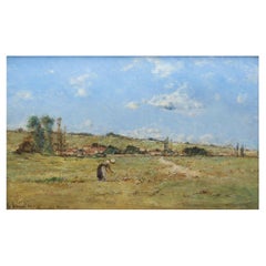 Barbizon Landscape Painting of French Countryside by Victor Viollet Leduc