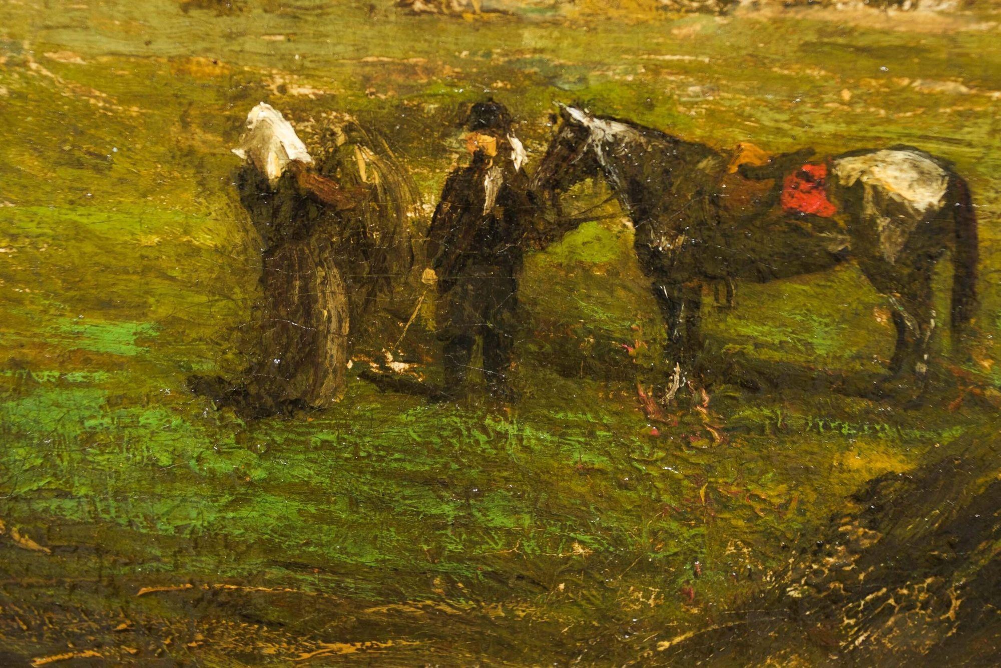 Barbizon Landscape Painting of Harvest by Olof Hermelin 'Swedish, 1827-1913' For Sale 8