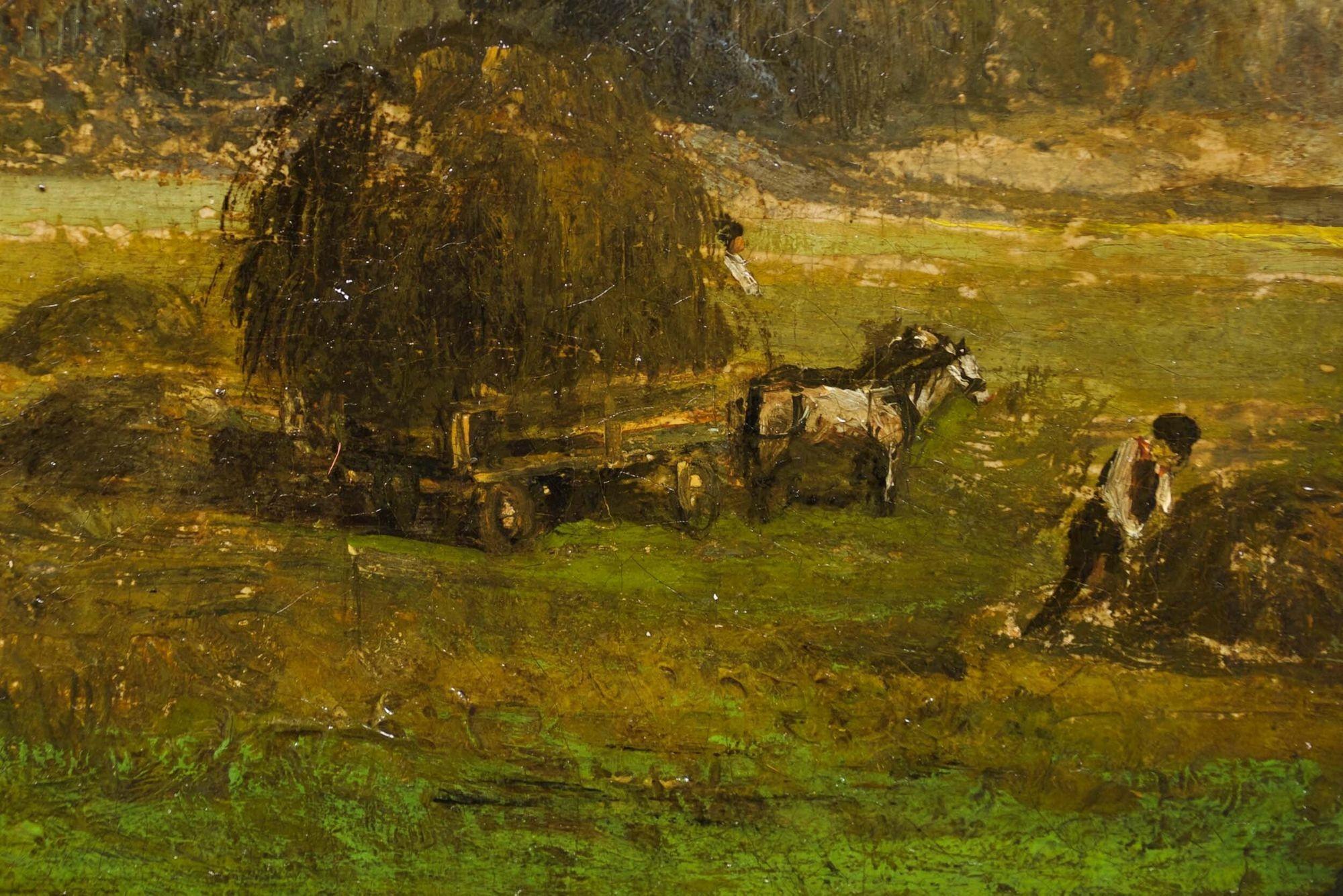 Barbizon Landscape Painting of Harvest by Olof Hermelin 'Swedish, 1827-1913' For Sale 9