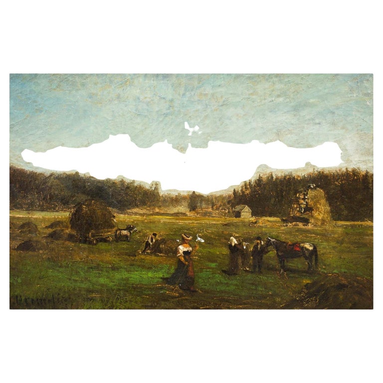Barbizon Landscape Painting of Harvest by Olof Hermelin 'Swedish, 1827 ...