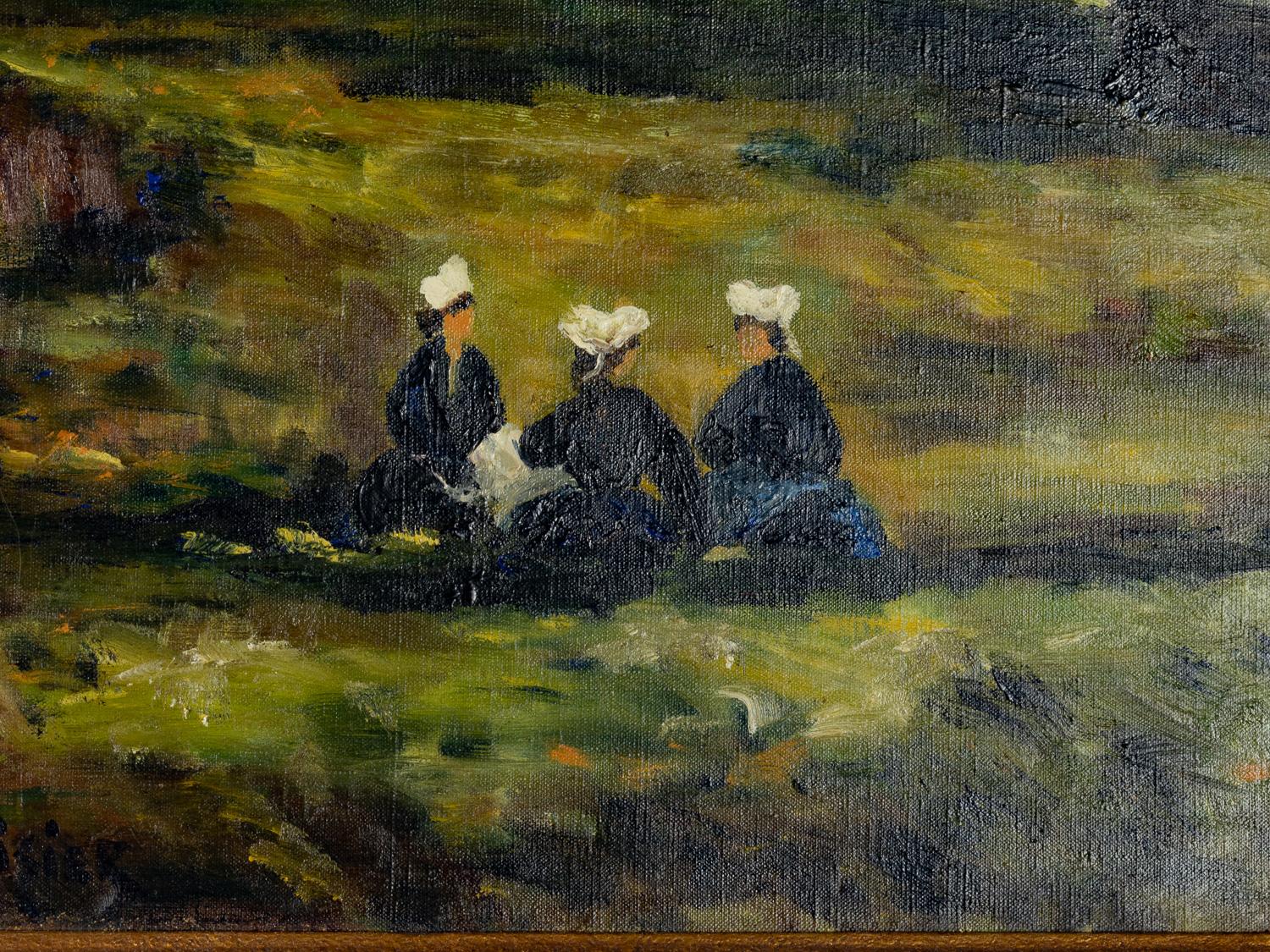 Óleo de la Escuela de Barbizon, Escena de molino de viento, Francia, 1800 en venta 2
