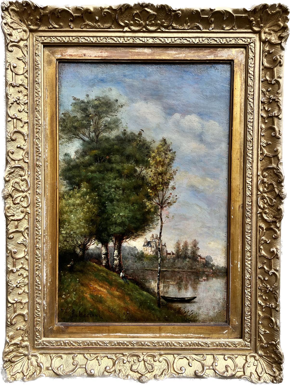 Barbizon School, late 19th/ early 20th century
indistinctly signed lower corner
inscribed verso
oil painting on board, framed
framed: 22 x 16.5 inches
board: 16.5 x 11 inches
provenance: private collection, France
condition: very good and sound