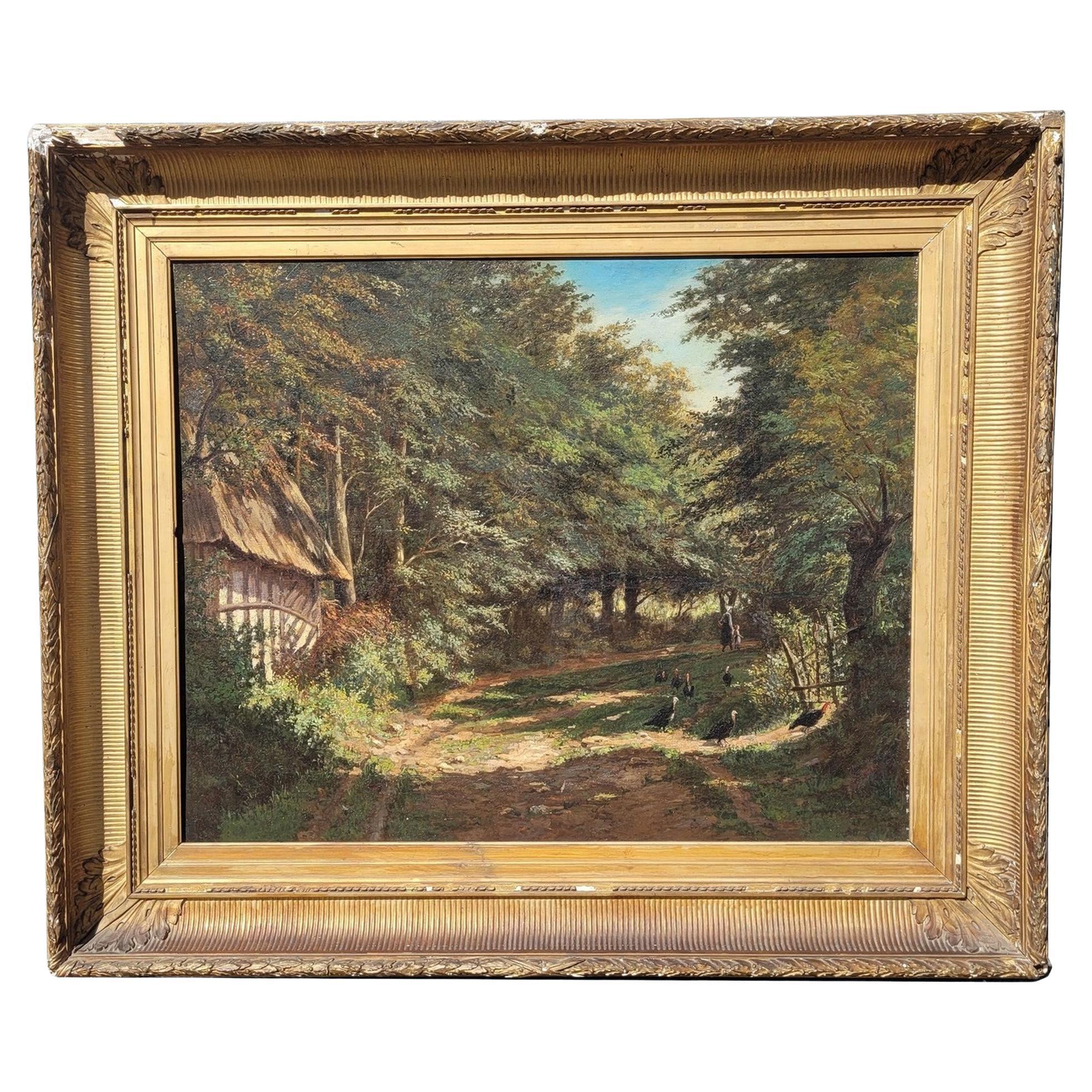 Barbizon School, Undergrowth Landscape, 19th Century For Sale