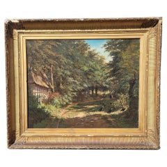 Antique Barbizon School, Undergrowth Landscape, 19th Century