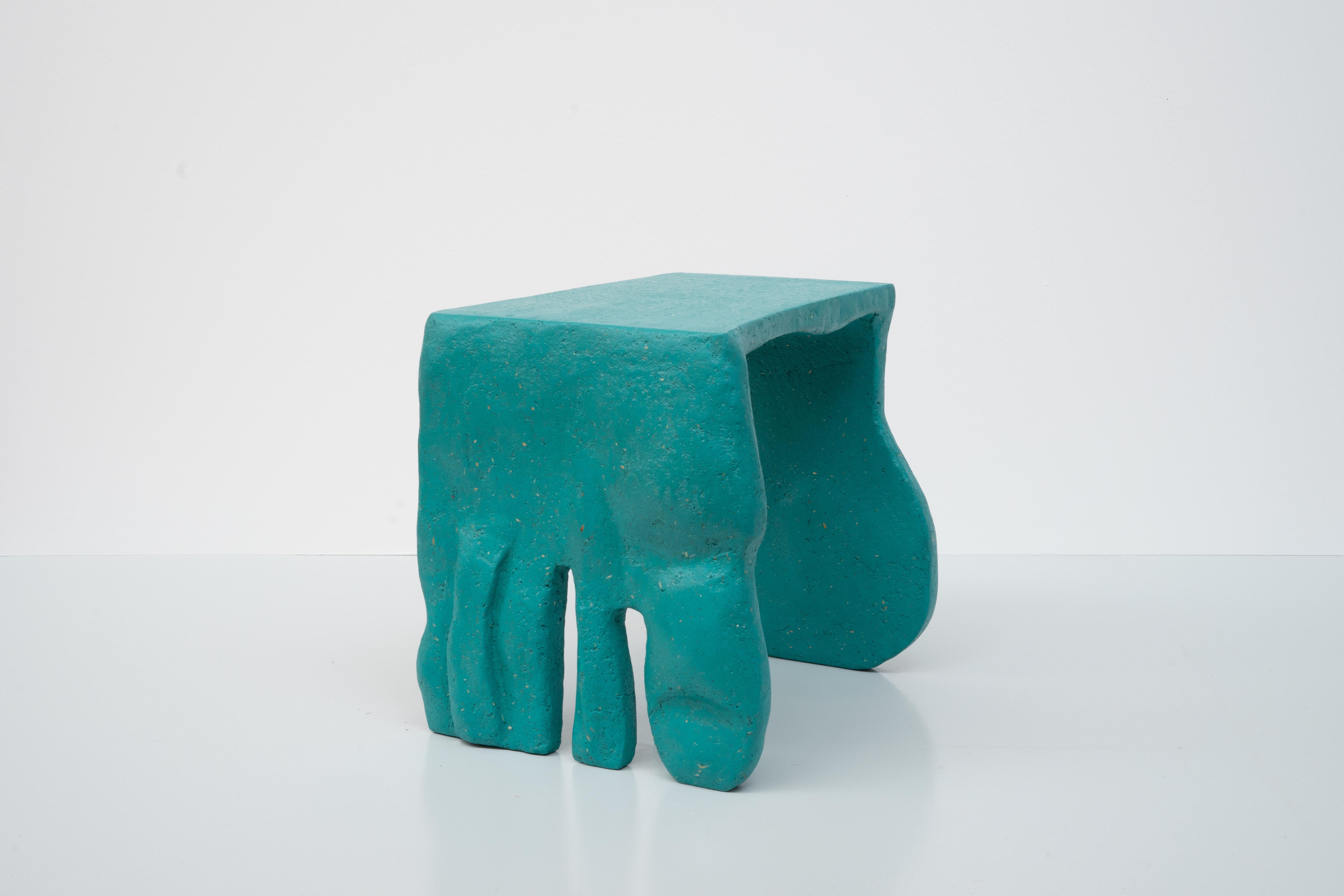 Barbora Žilinskaitė [Lithuanian, b. 1996]
Roommates Stool [Turquoise], 2020
Wood dust, ply, pigment, varnish, glue
17.25 x 17.25 x 13.75 inches
44 x 44 x 35 cm
Edition of 10

Born in 1996 in Kaunas, Lithuania, Barbora Žilinskaite is a designer
