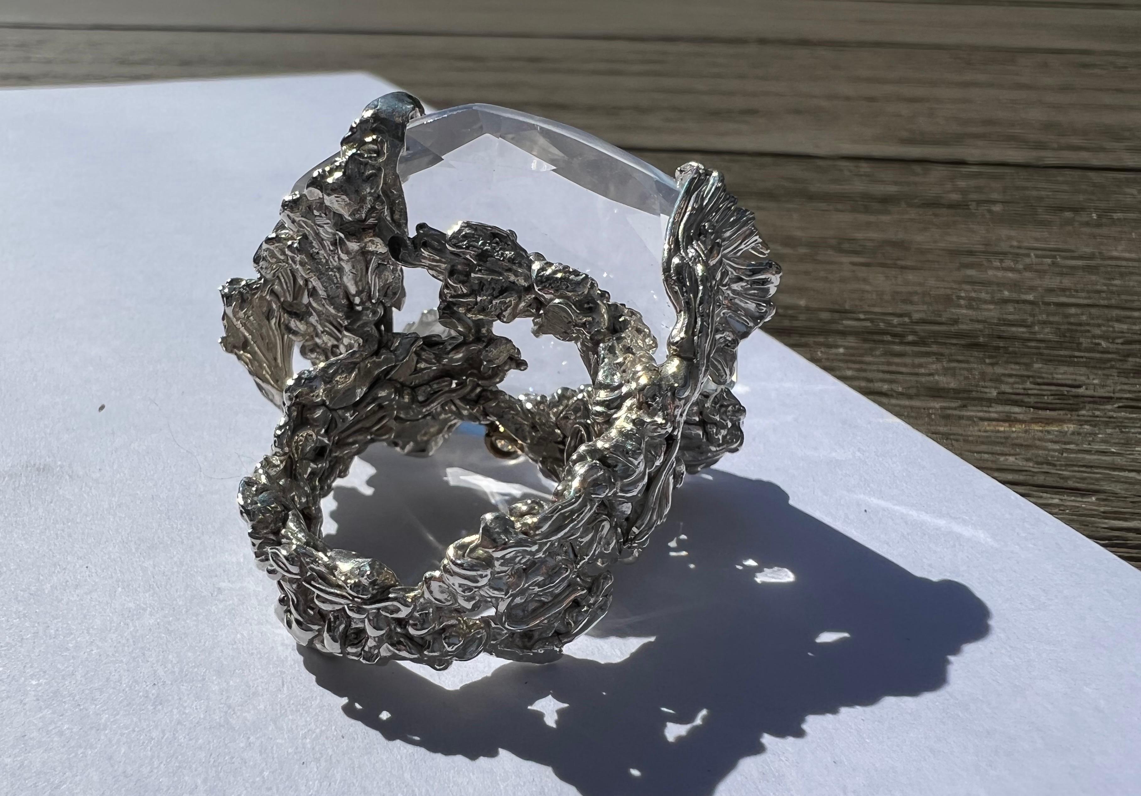 Barbosa 'Clarisse Ring' in Sterling Silver with Quartz and Diamonds In New Condition For Sale In New York, NY