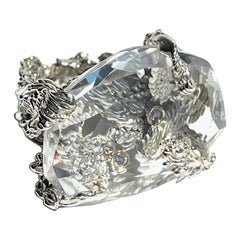 Anello "Clarisse" di Barbosa in A. Silver con quarzo e diamanti