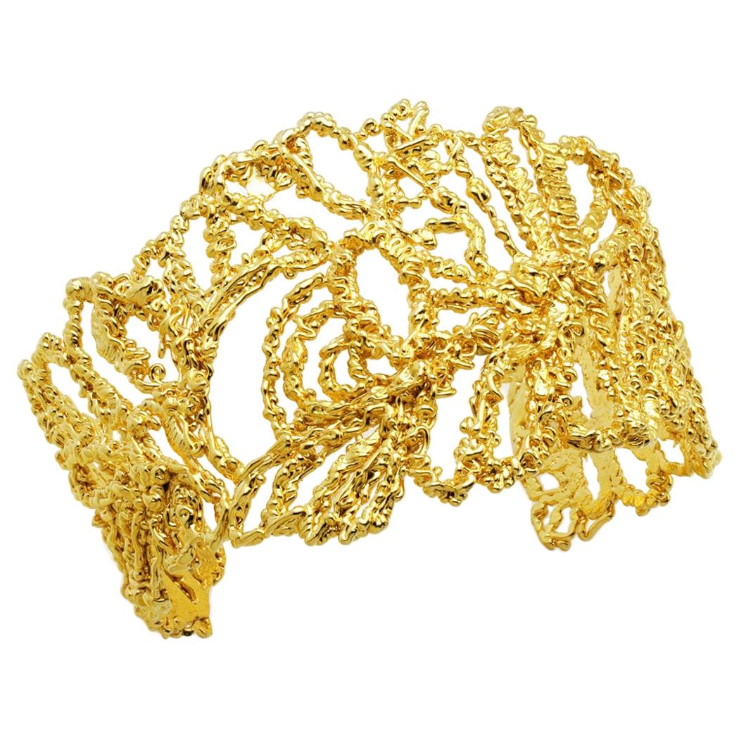 Barbosa "Edith" Vermeil Gold Cuff Bracelet For Sale