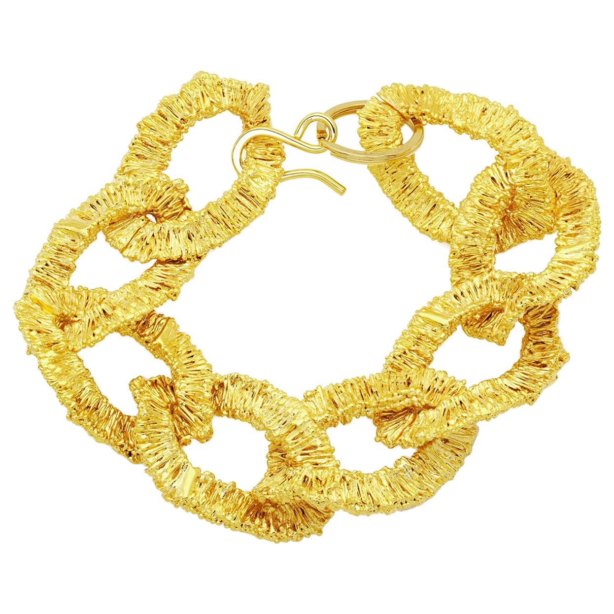  Barbosa 'Stellar' Link Bracelet in Gold Plated Brass For Sale