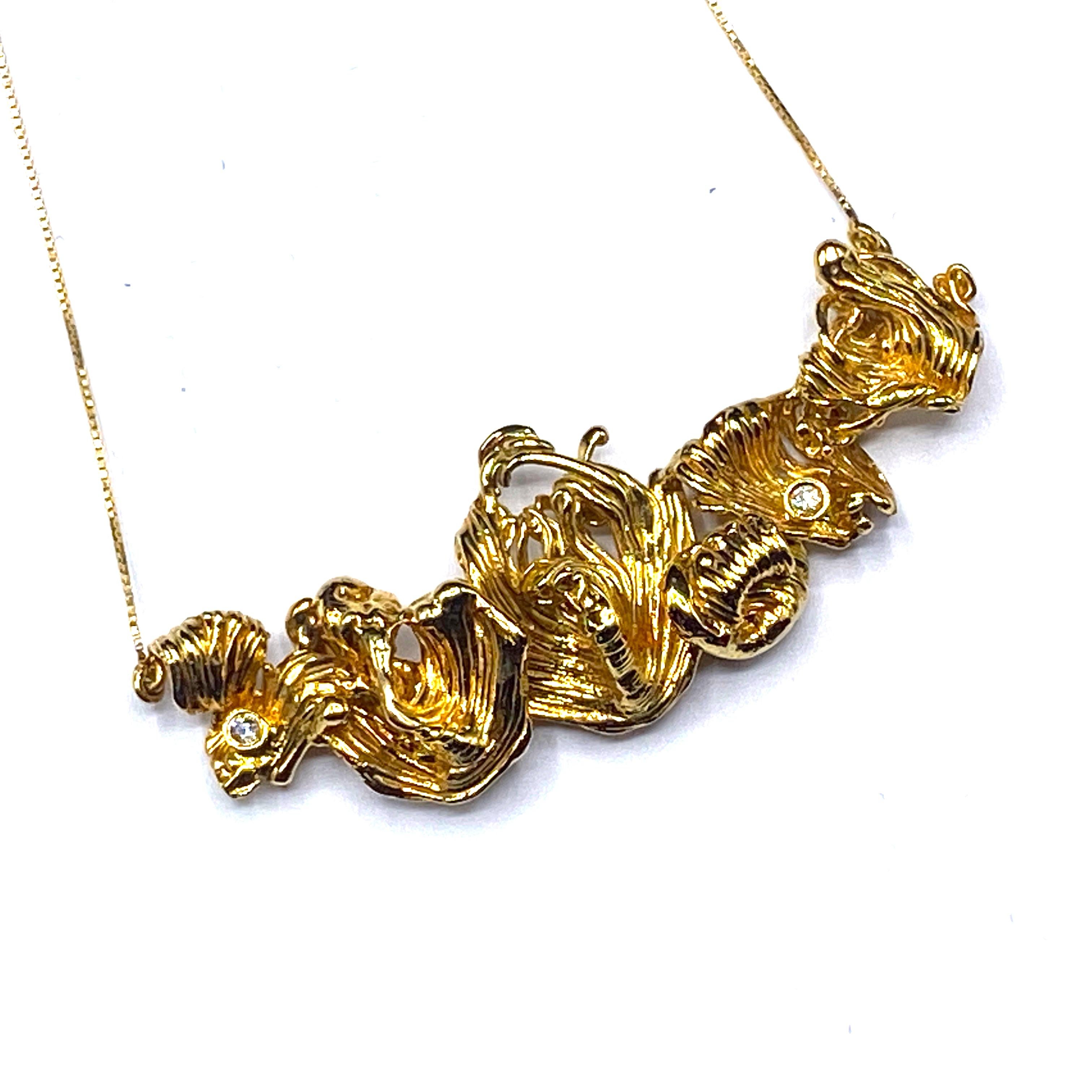 Women's or Men's Barbosa 'T' Necklace in 18 Karat Gold and Diamond For Sale