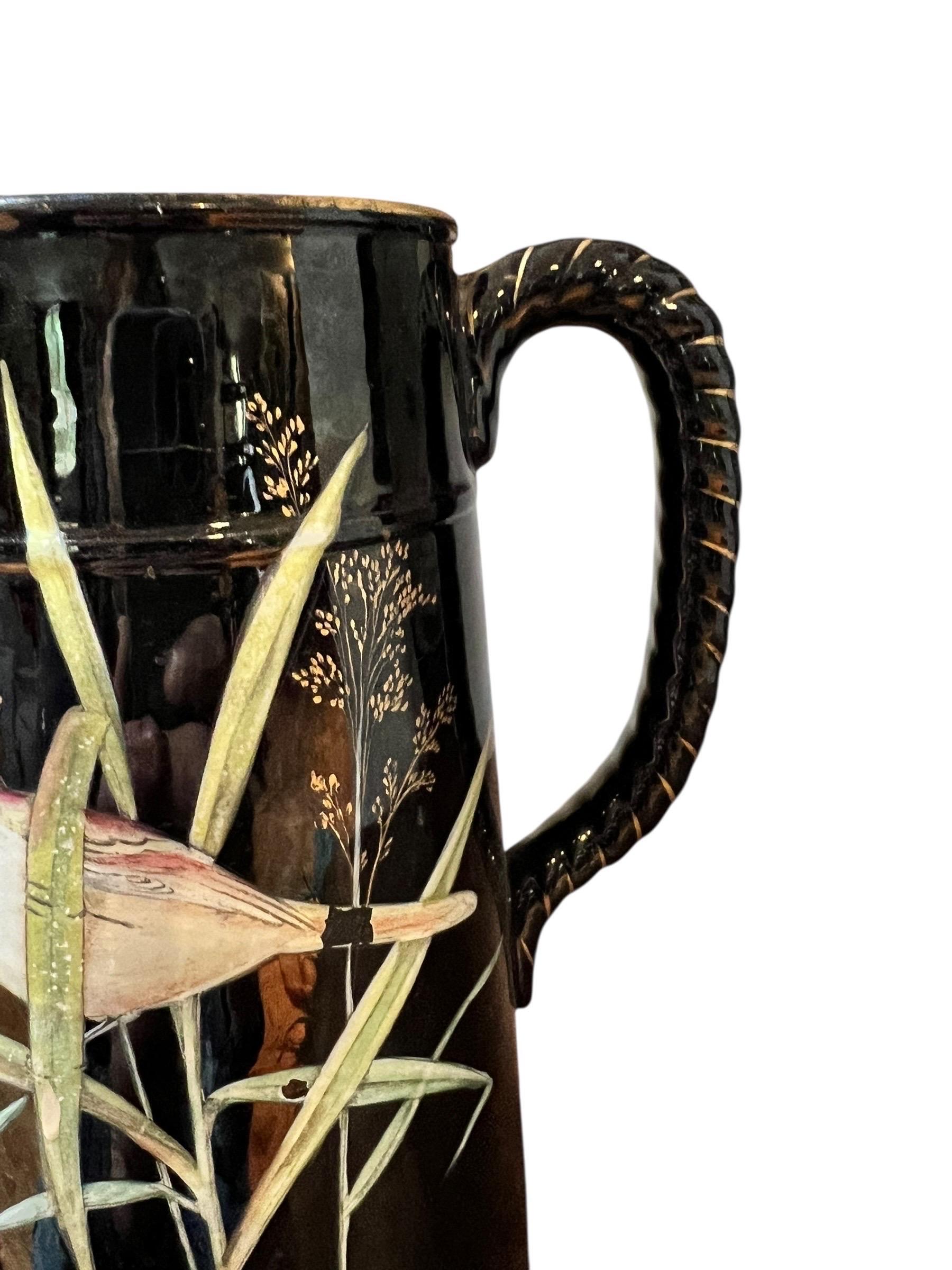 “Barbotine” earthenware pitcher with Japanese-style decoration – France, circa 1 For Sale 2