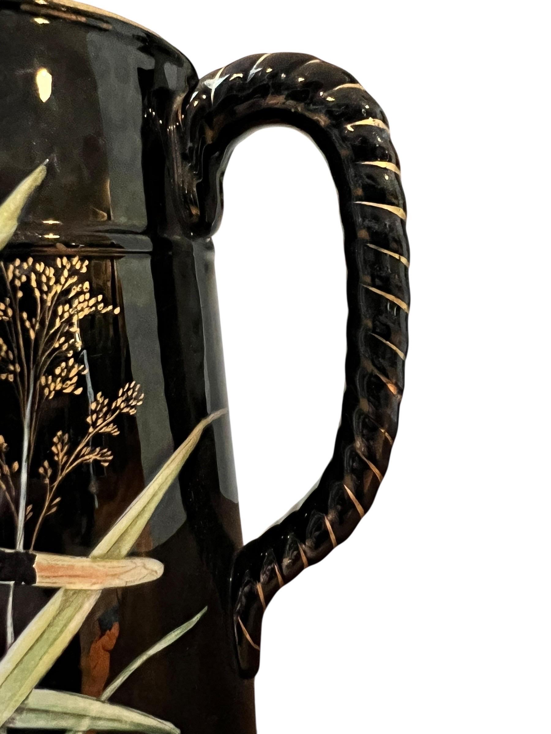 “Barbotine” earthenware pitcher with Japanese-style decoration – France, circa 1 For Sale 3